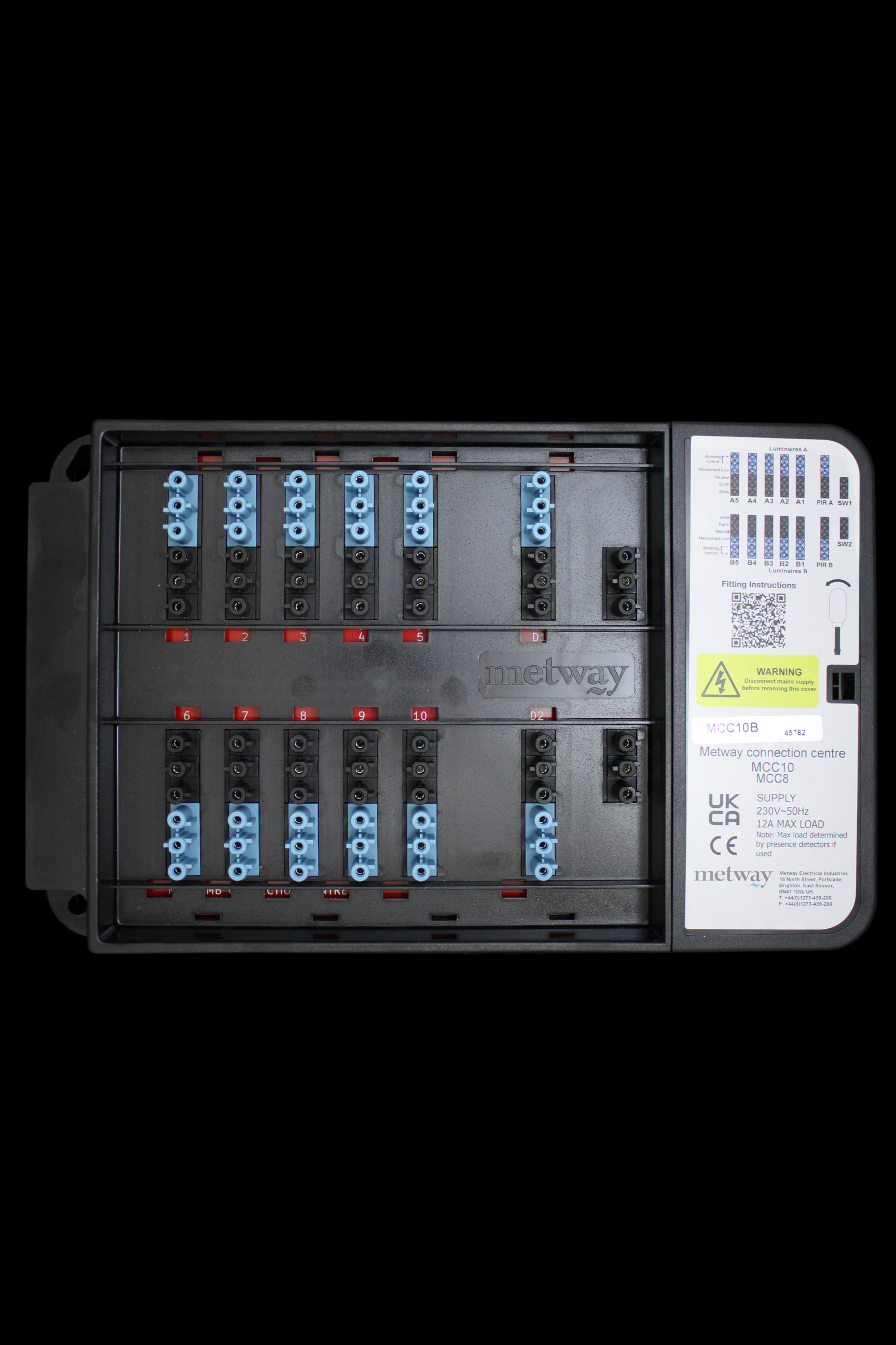 METWAY CONNECTION CENTRE LIGHTING CONTROL MODULE 10 OUTPUT BLACK/BLUE MCC10B