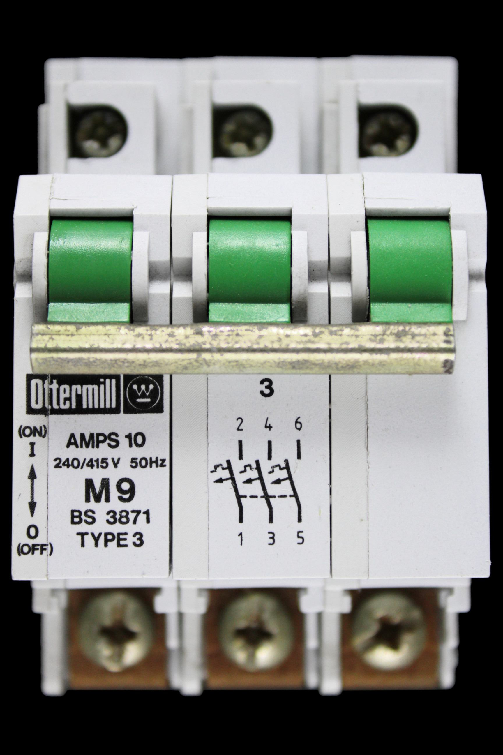 OTTERMILL 10 AMP TYPE 3 M9 TRIPLE POLE MCB CIRCUIT BREAKER SYSTEM T