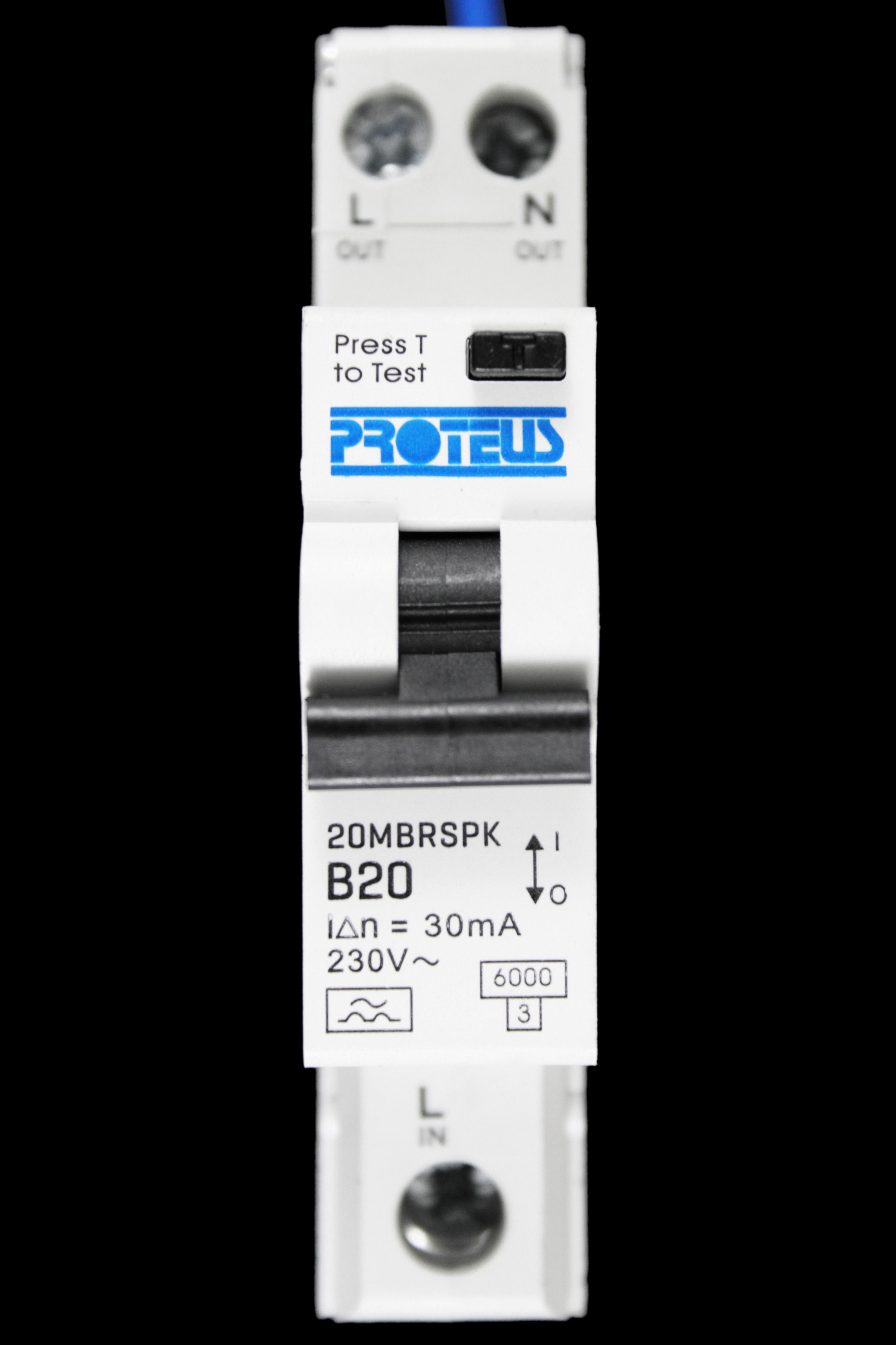 PROTEUS 20 AMP CURVE B 6kA 30mA RCBO TYPE A 20MBRSPK