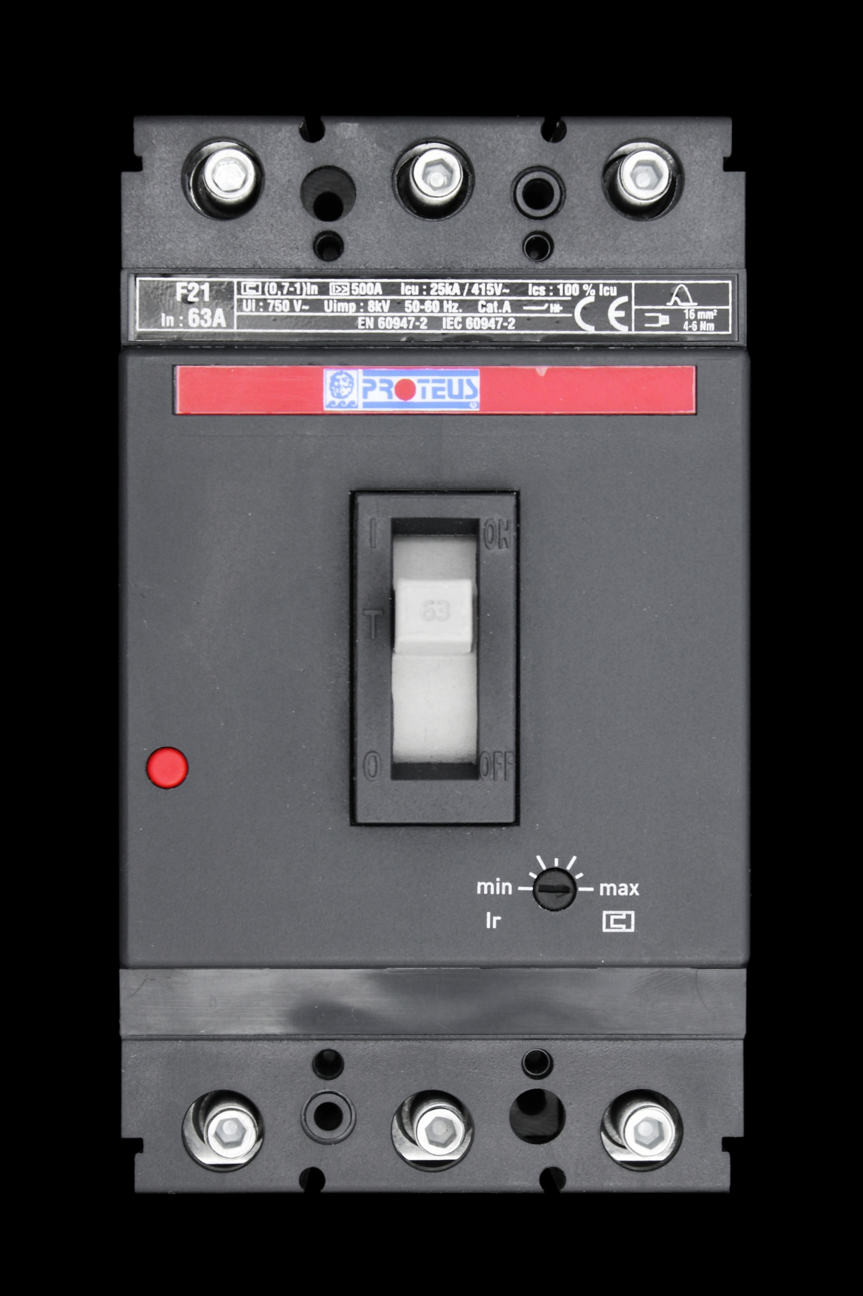 PROTEUS 63 AMP 25kA TRIPLE POLE MCCB F21