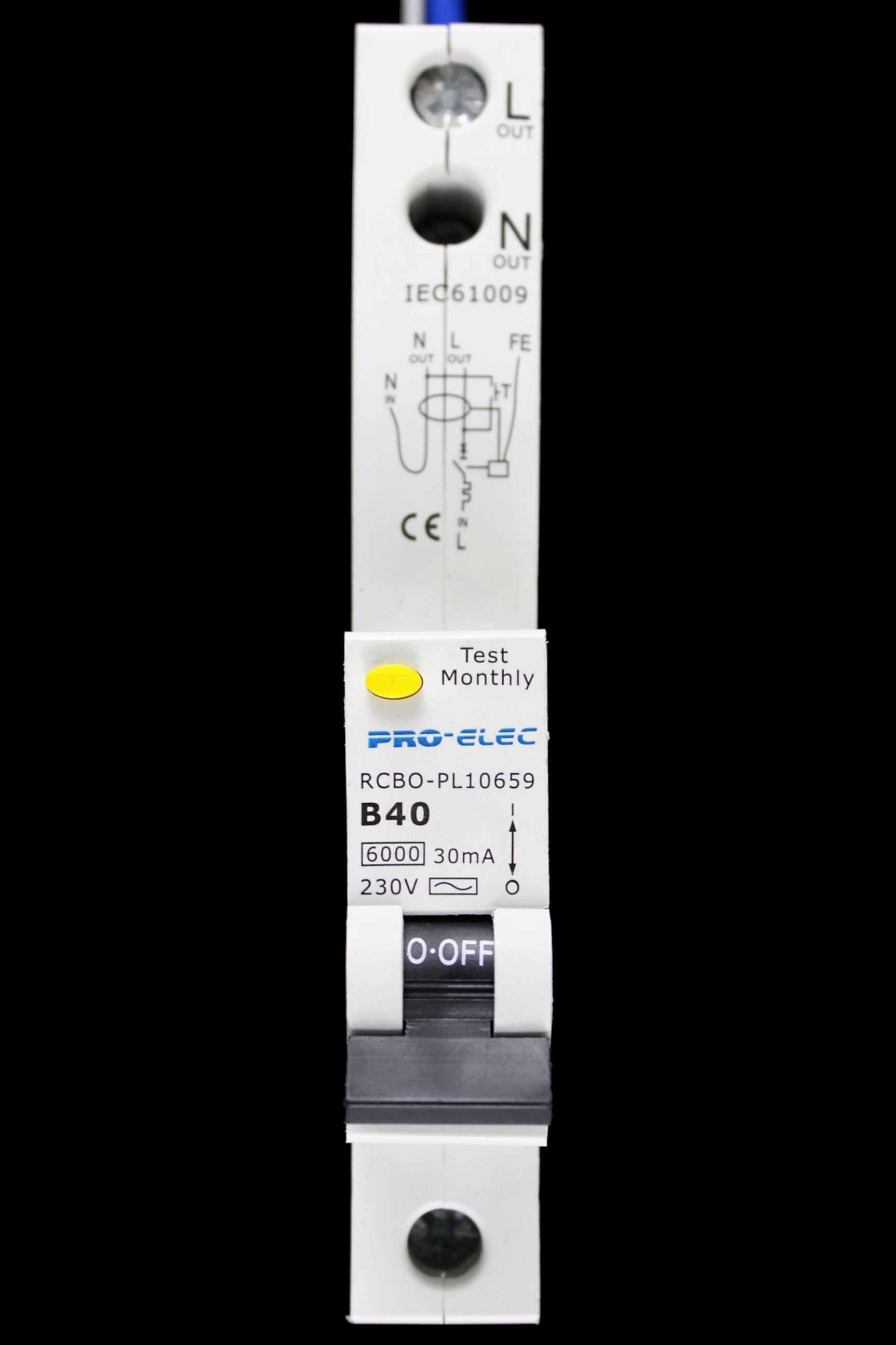 PRO-ELEC 40 AMP CURVE B 6kA 30mA RCBO TYPE AC PL10659