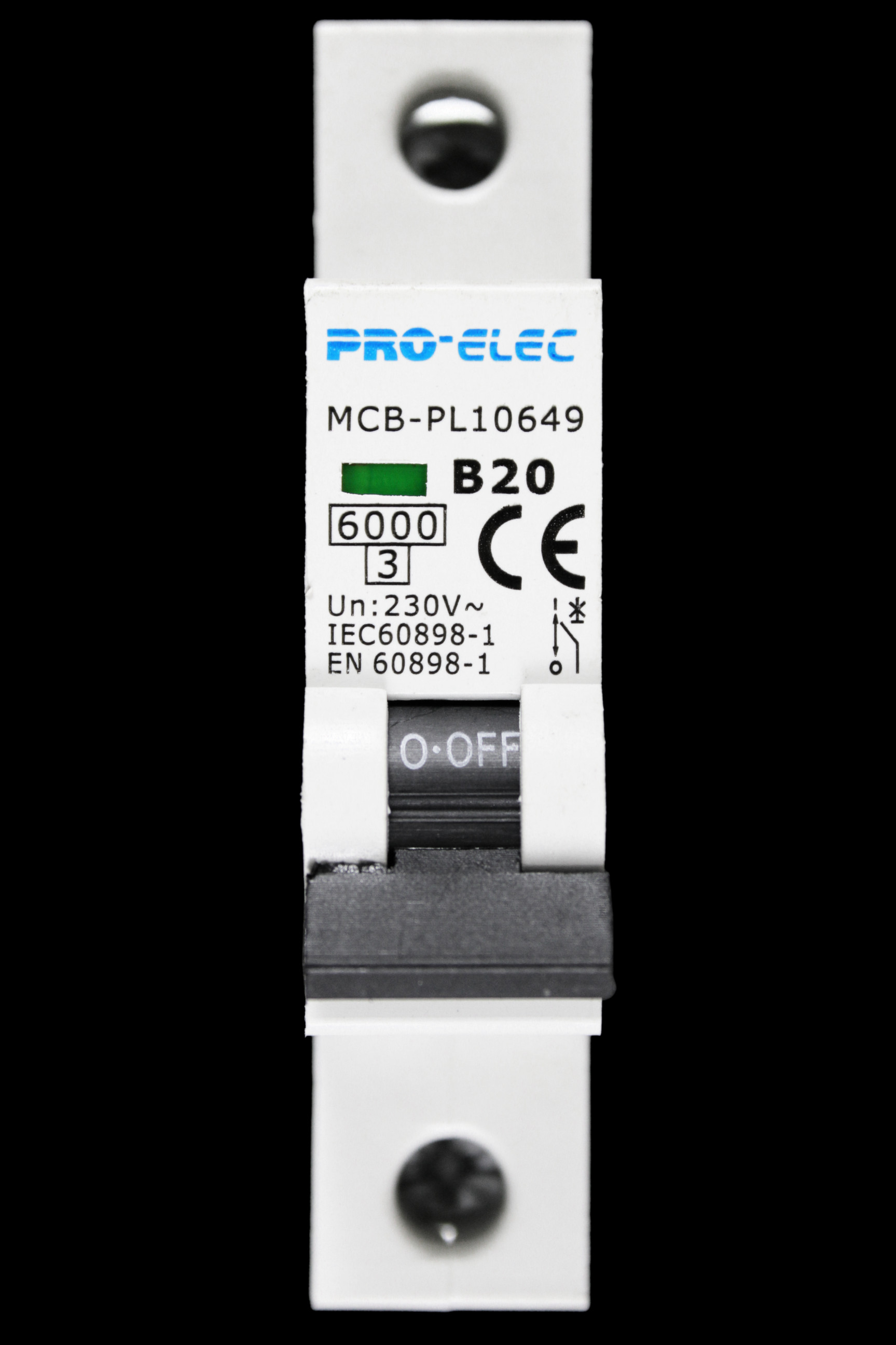 PRO-ELEC 20 AMP CURVE B 6kA MCB CIRCUIT BREAKER PL10649