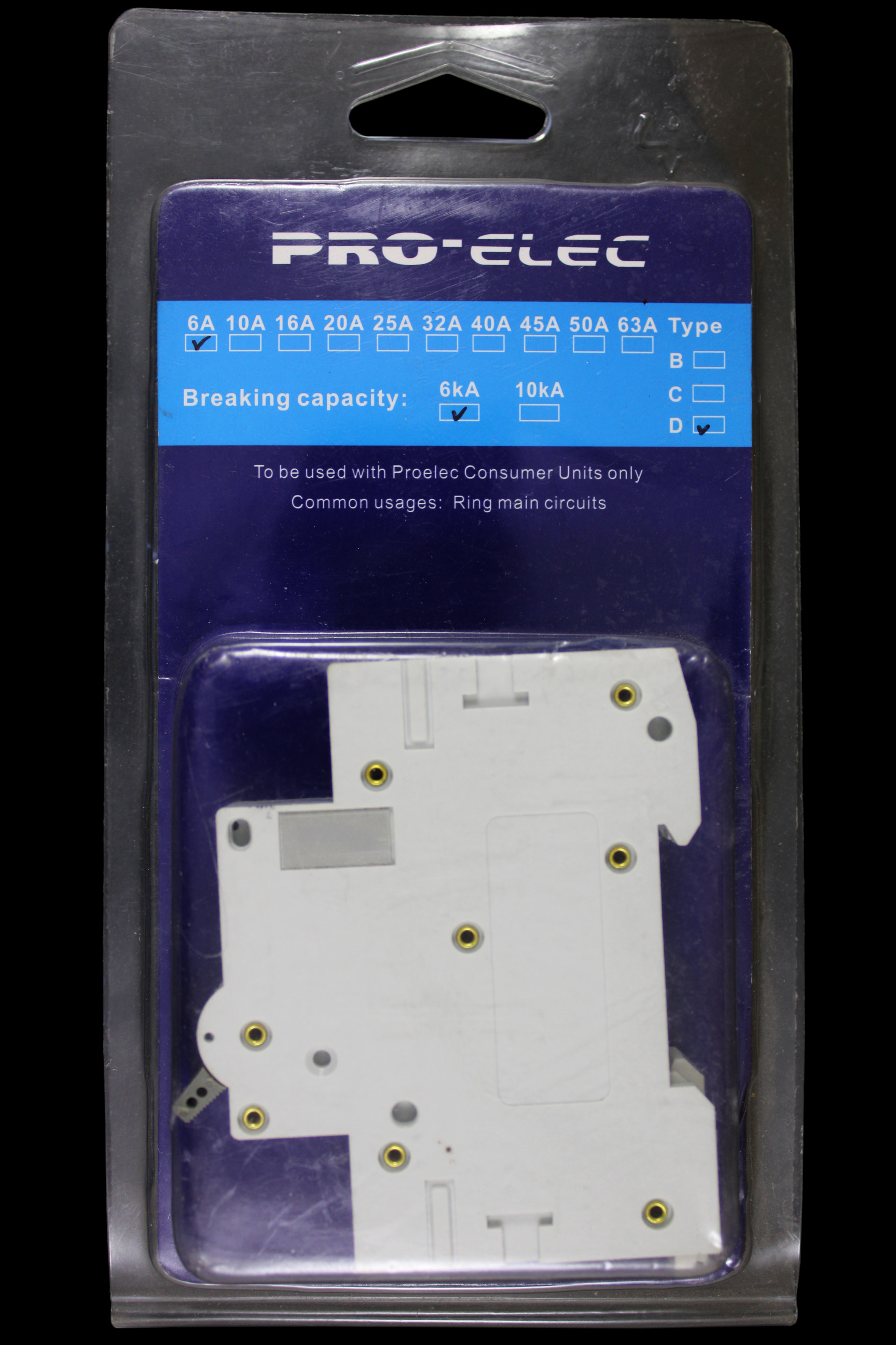 PRO-ELEC 6 AMP CURVE D 6kA MCB CIRCUIT BREAKER PL11615
