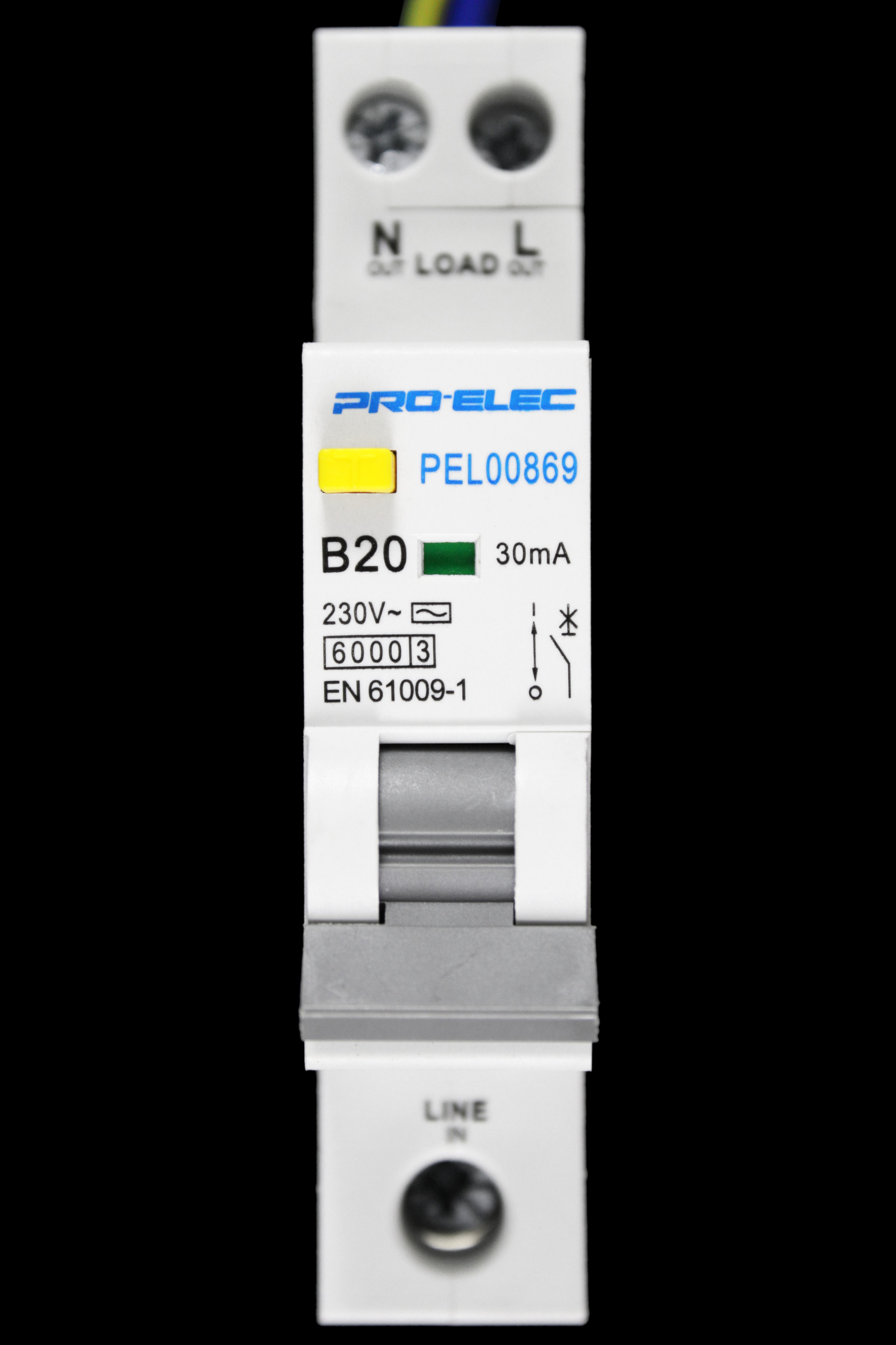 PRO-ELEC 20 AMP CURVE B 6kA 30mA RCBO TYPE AC PEL00869