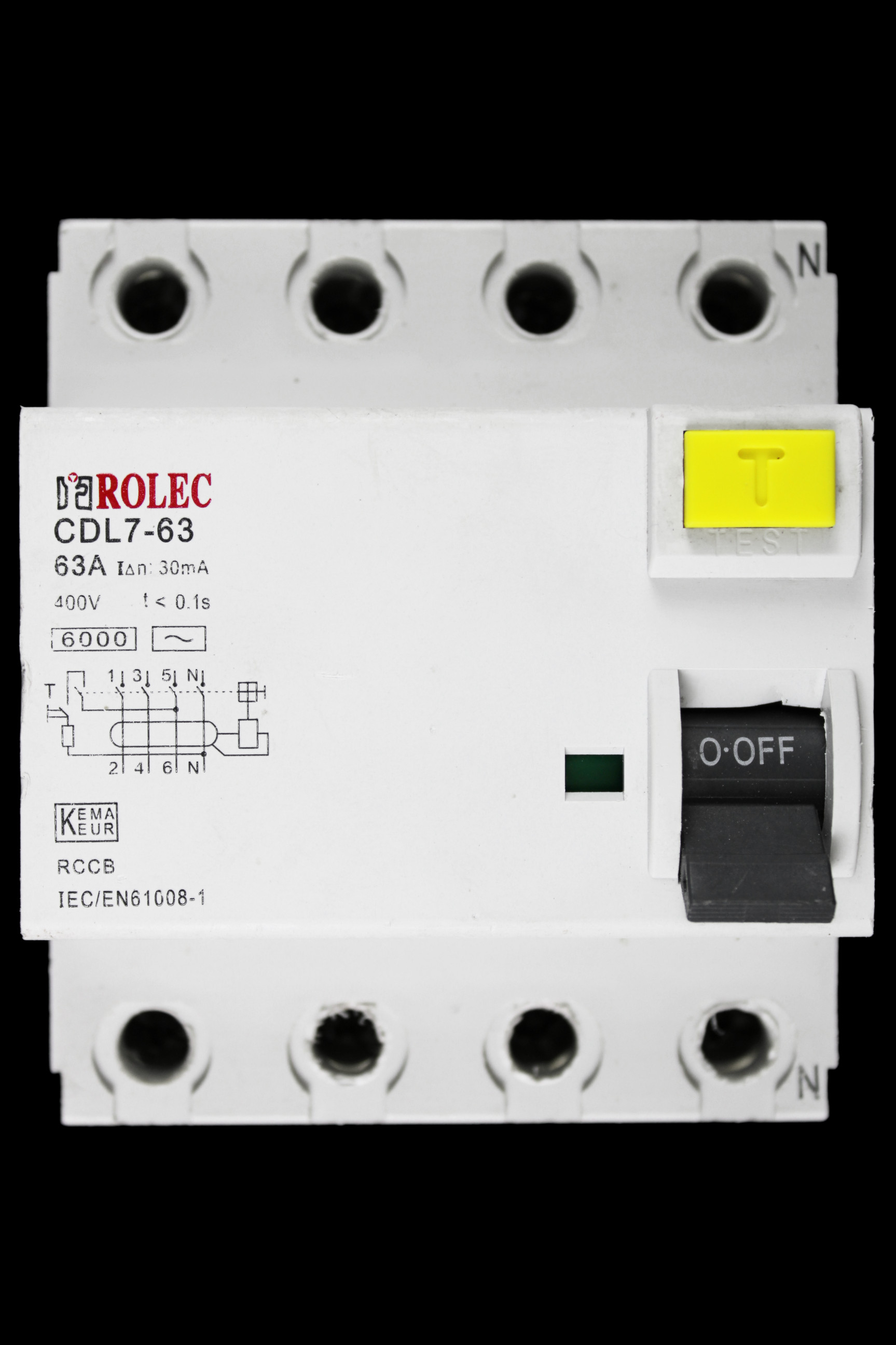 ROLEC 63 AMP 30mA FOUR POLE RCCB RCD TYPE AC CDL7-63