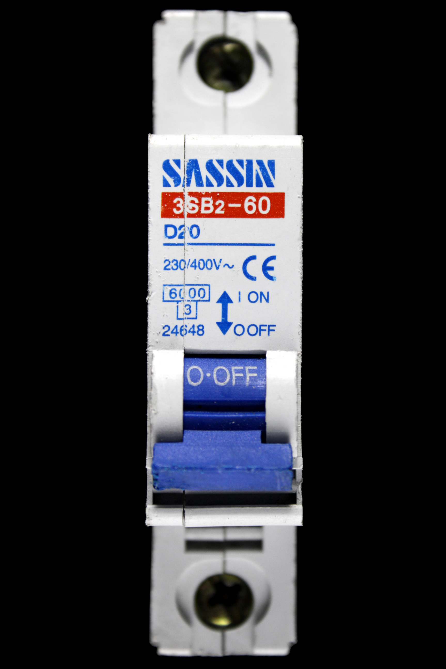 SASSIN 20 AMP CURVE D 6kA MCB CIRCUIT BREAKER 3SB2-60 24648