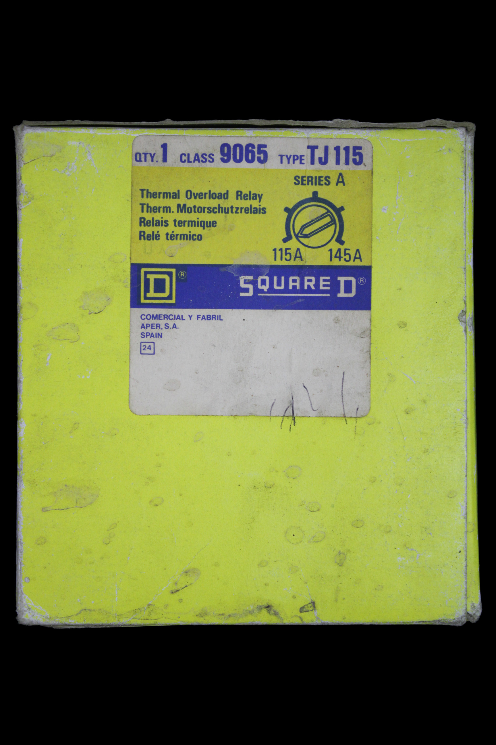 SQUARE D 115 - 145 AMP TRIPLE POLE THERMAL OVERLOAD RELAY 9065 TJ115