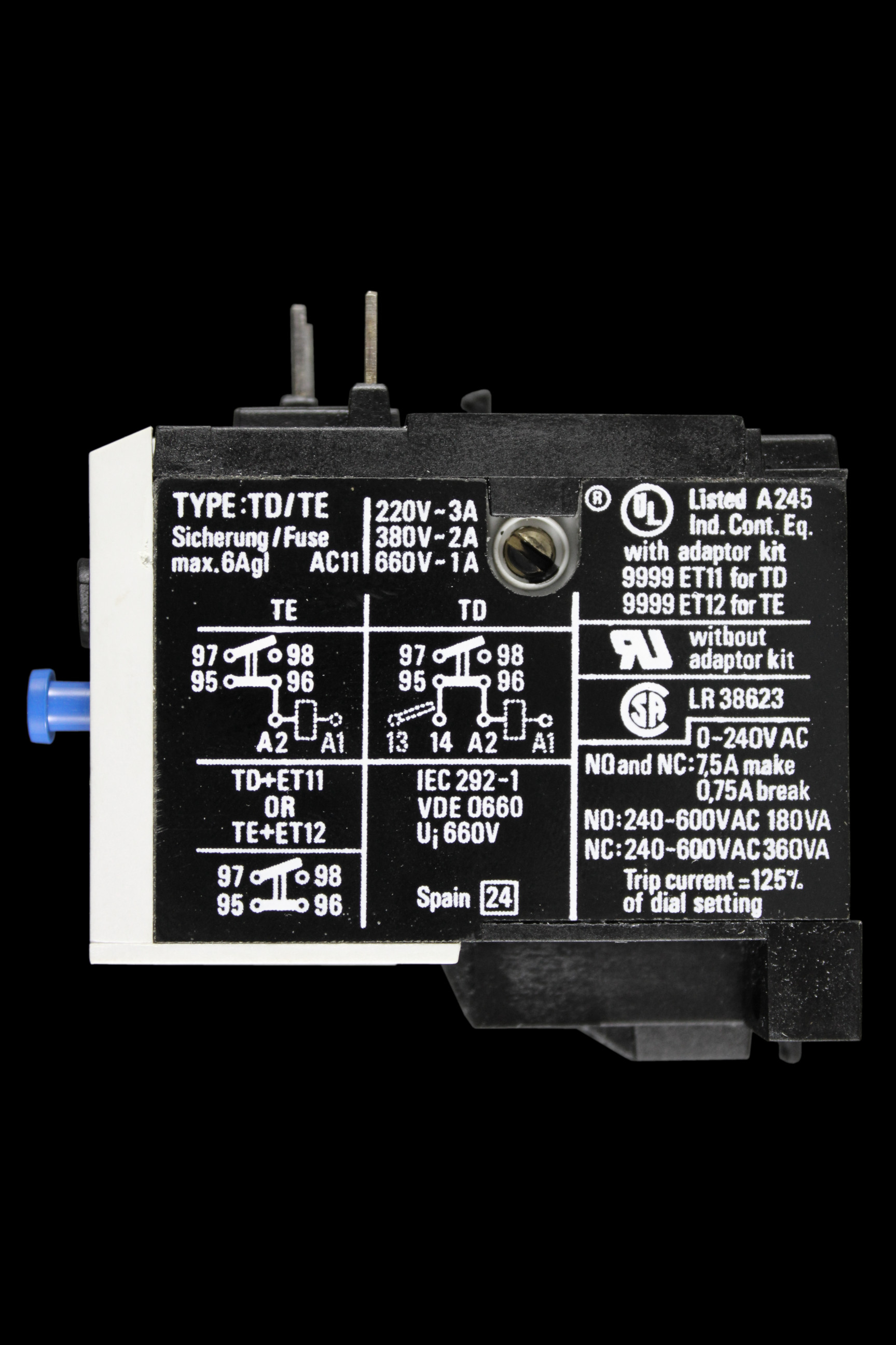SQUARE D 0.23 - 0.36 AMP TRIPLE POLE THERMAL OVERLOAD RELAY 9065 TD0.23