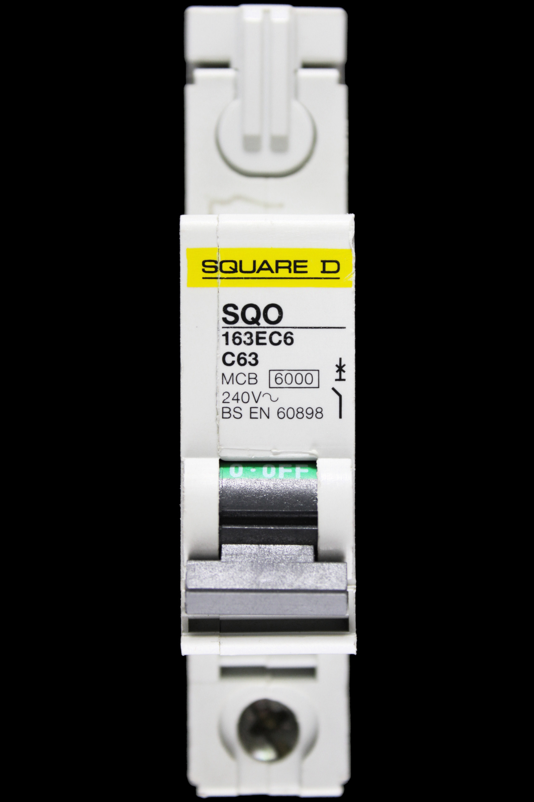 SQUARE D 63 AMP CURVE C 6kA MCB CIRCUIT BREAKER SQO 163EC6