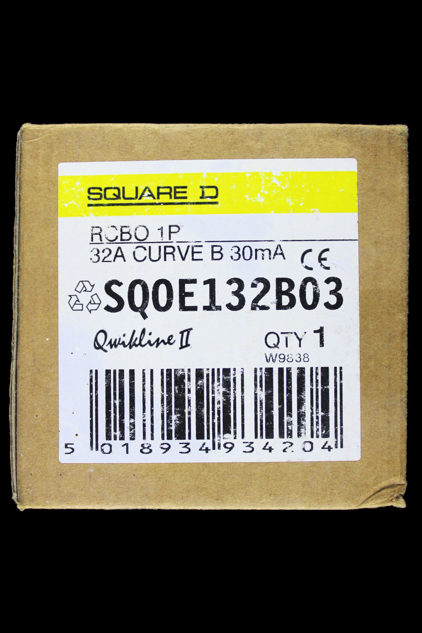 SQUARE D 32 AMP CURVE B 6kA 30mA DOUBLE POLE RCBO TYPE AC SQOE 132B03