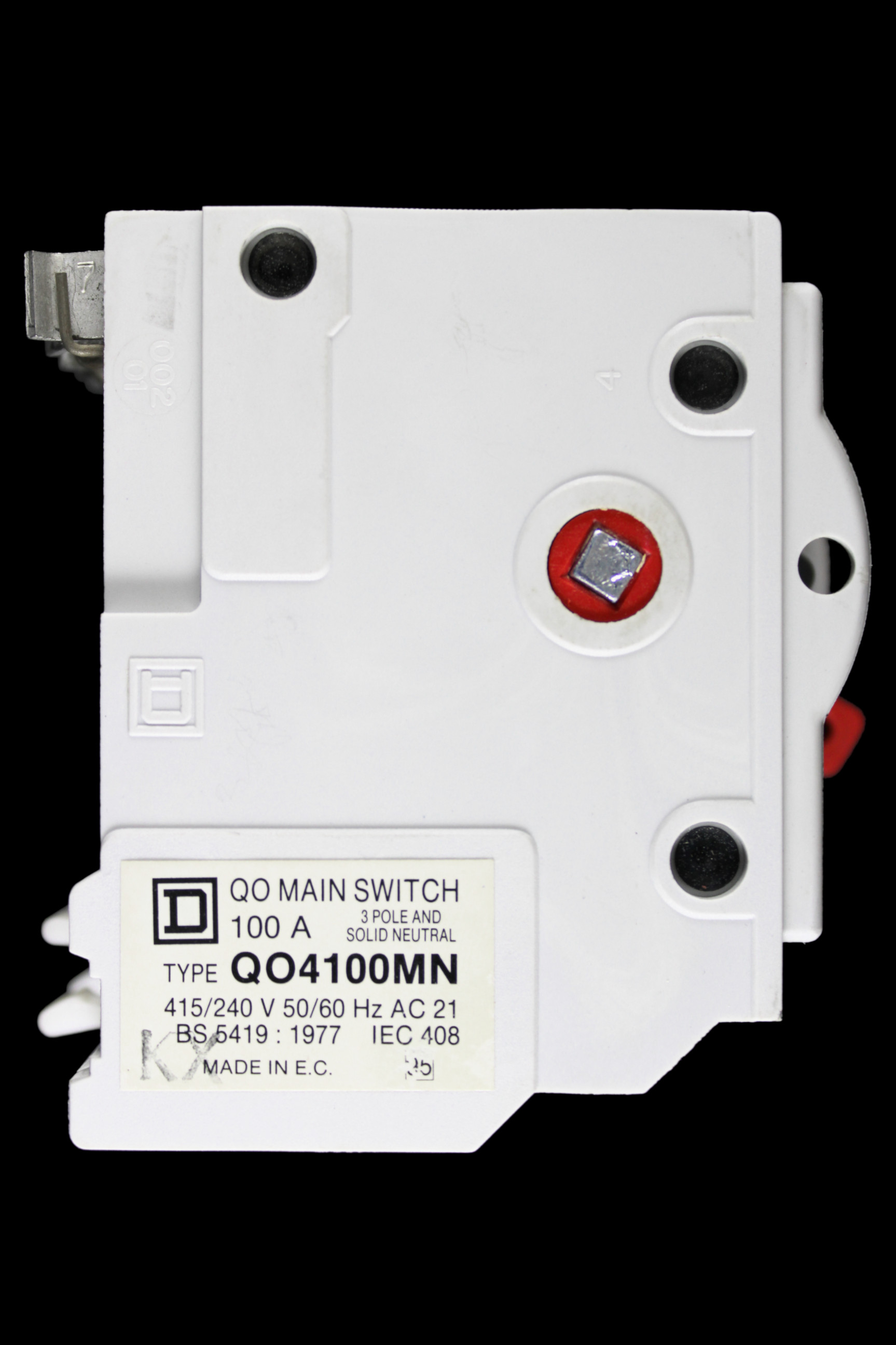 SQUARE D 100 AMP FOUR POLE MAIN SWITCH DISCONNECTOR QO4100MN