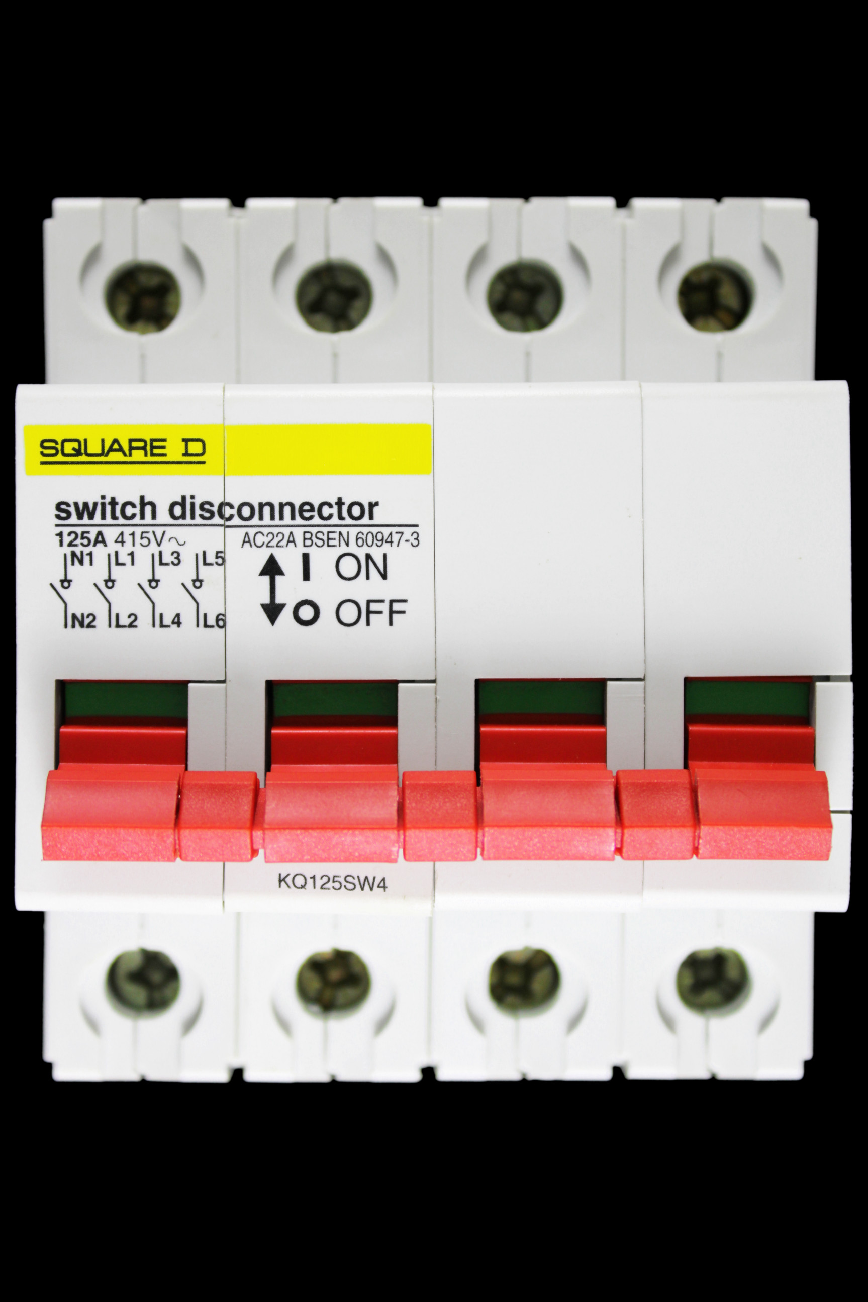 SQUARE D 125 AMP FOUR POLE MAIN SWITCH DISCONNECTOR KQ125SW4