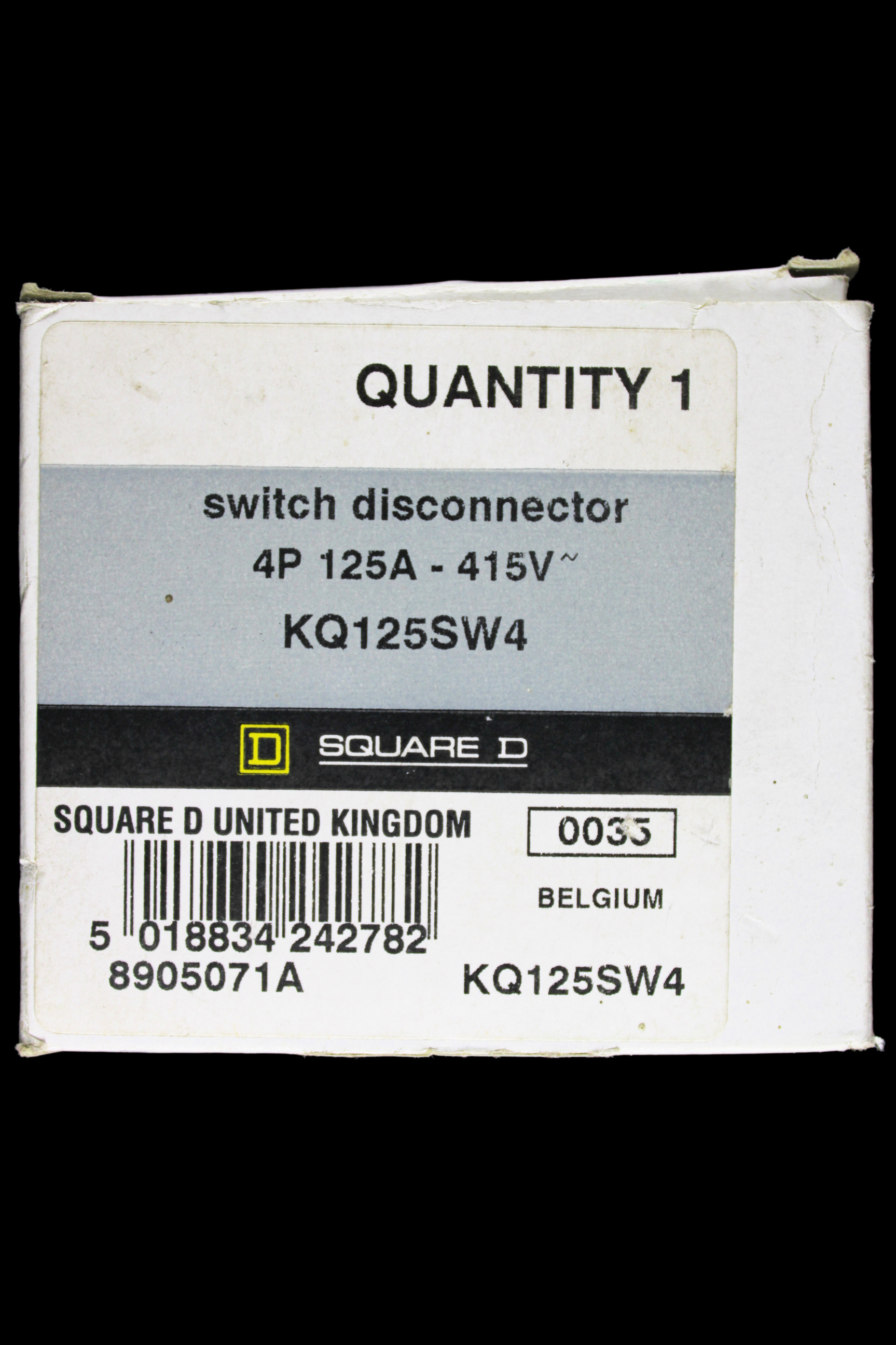 SQUARE D 125 AMP FOUR POLE MAIN SWITCH DISCONNECTOR KQ125SW4