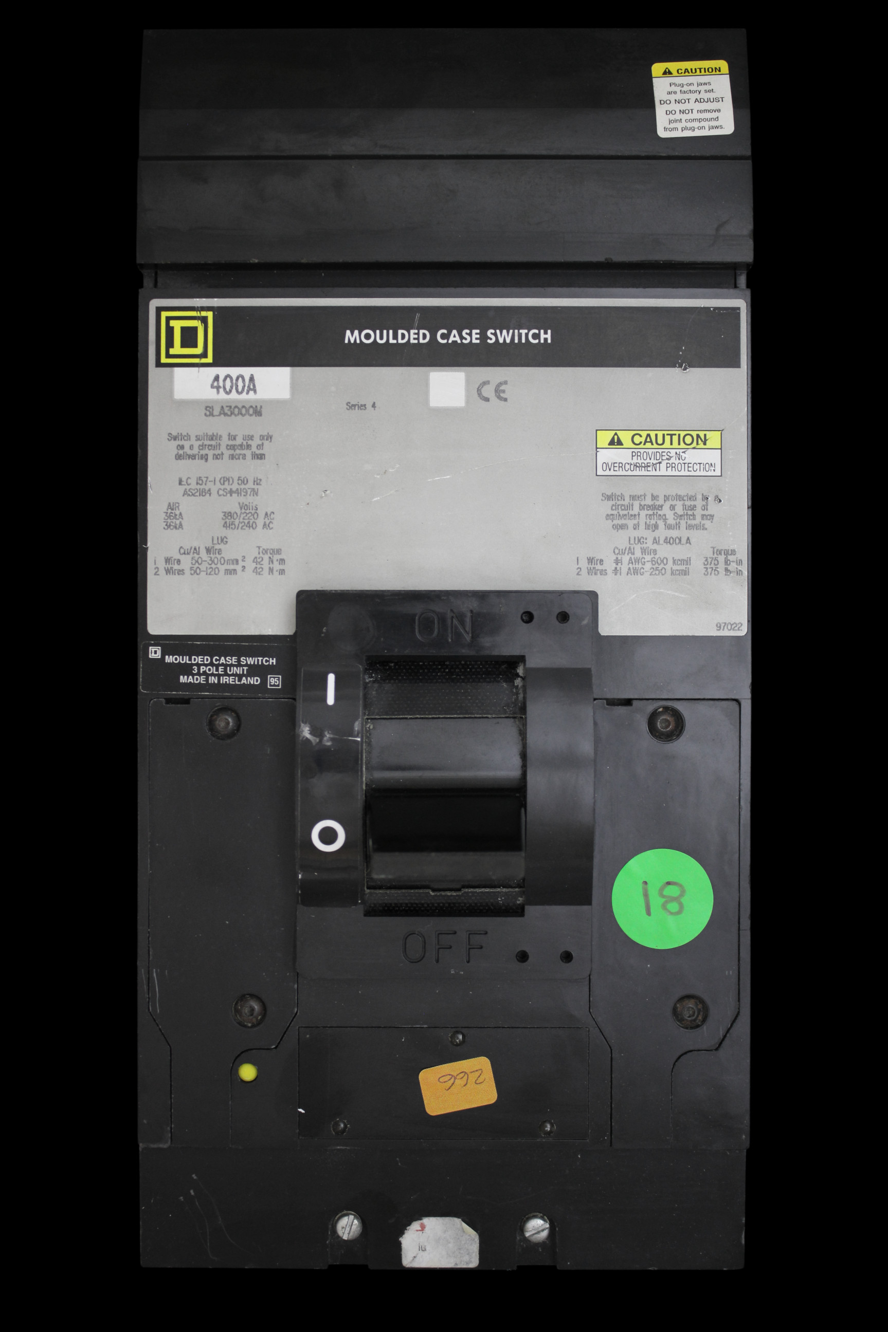 SQUARE D 400 MCCB TRIPLE POLE 36kA SERIES 4 SLA3000M