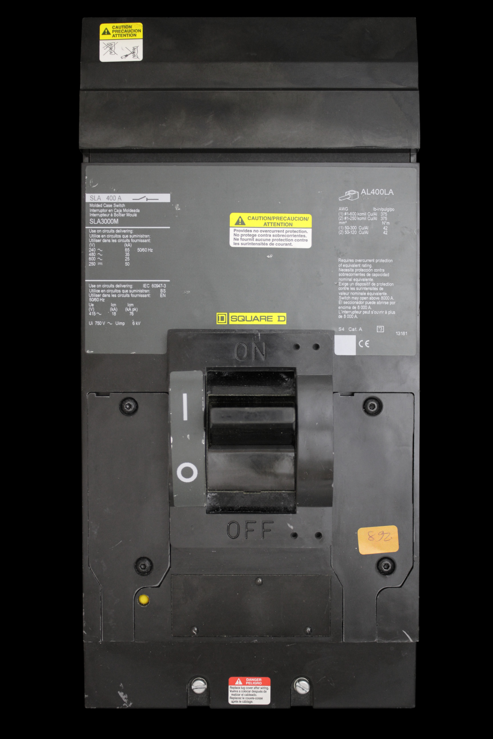 SQUARE D 400 MCCB TRIPLE POLE 35kA SLA3000M