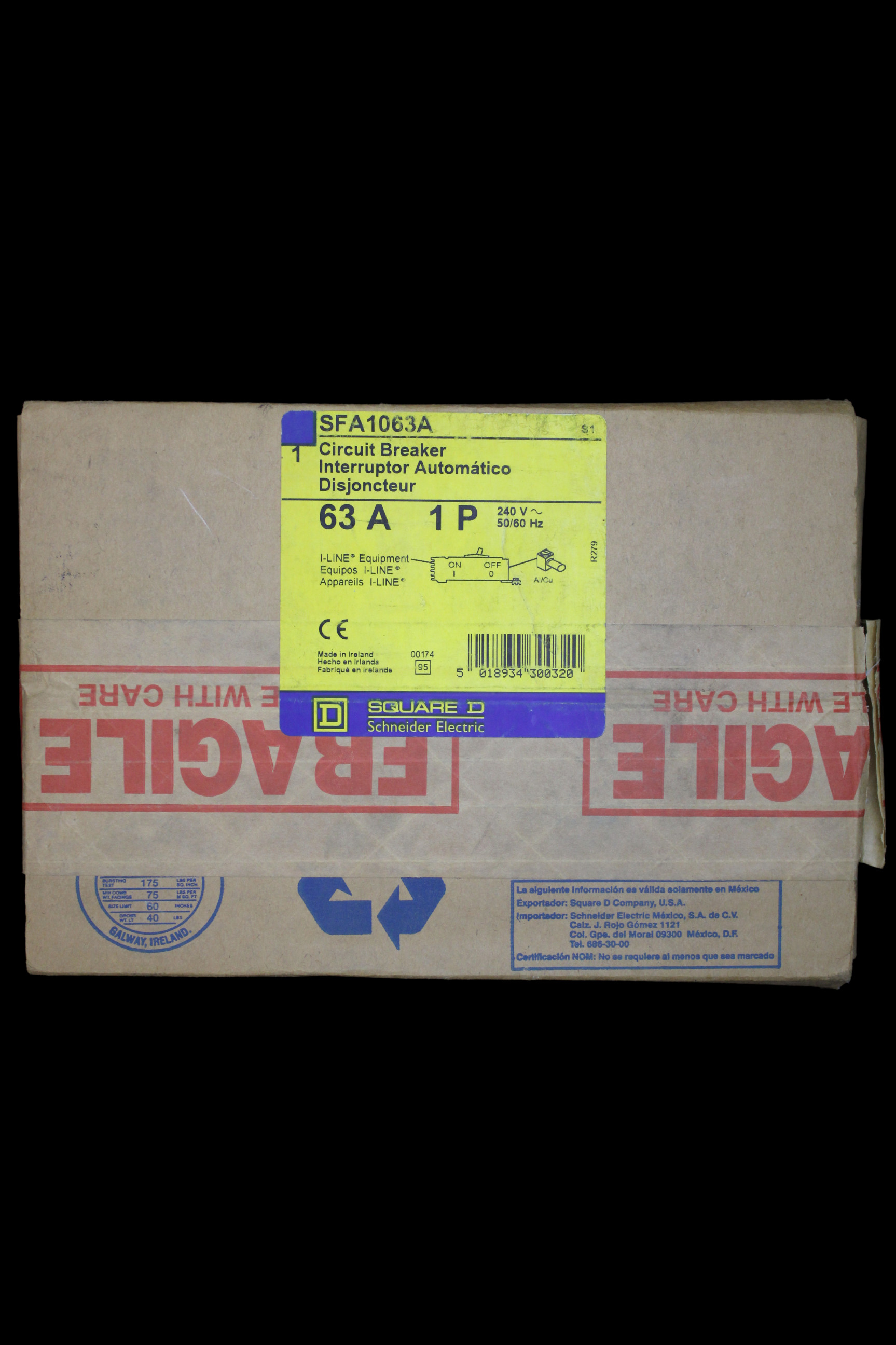 SQUARE D 63 MCCB 25kA SFA 1063A