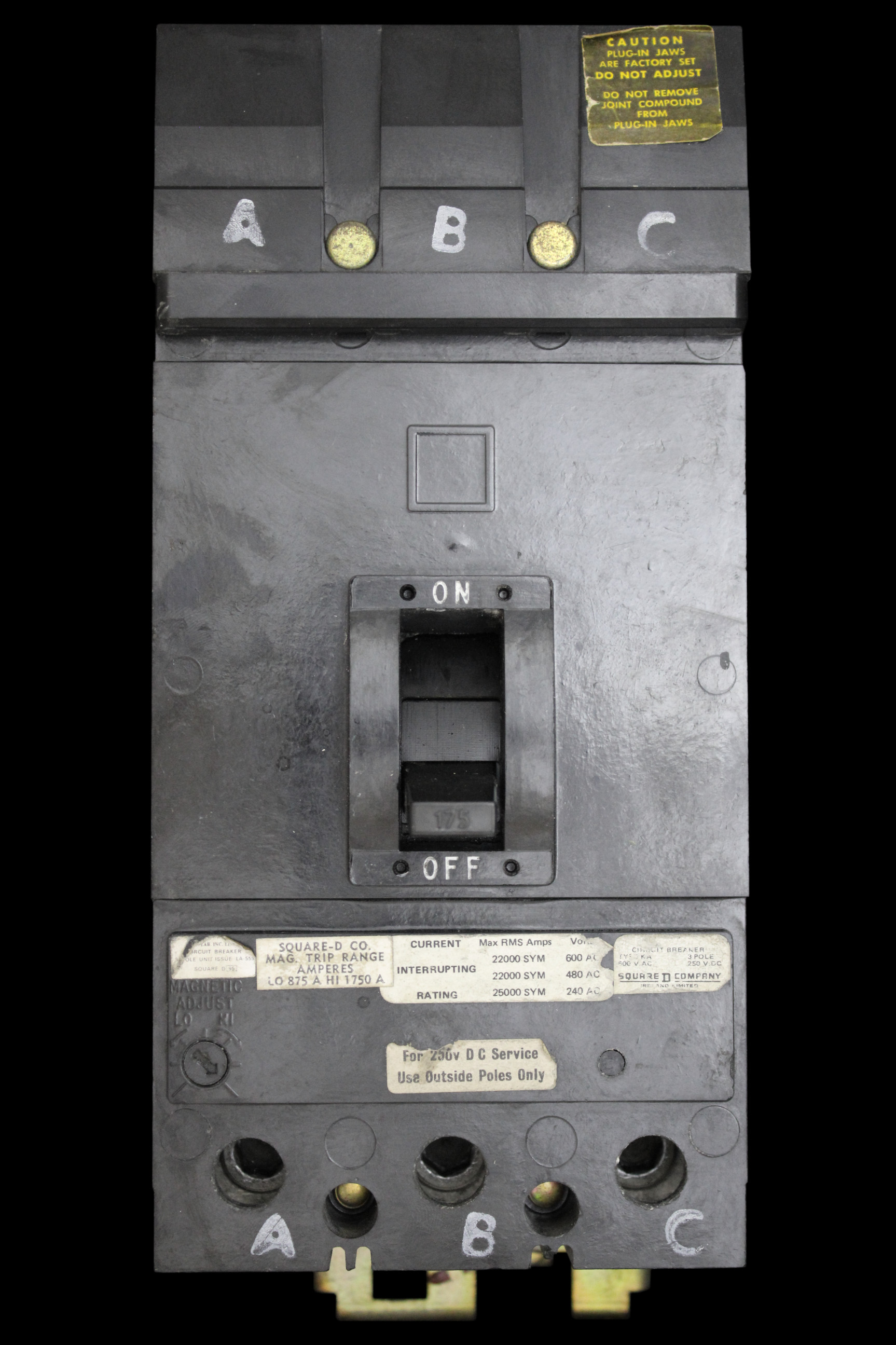 SQUARE D 175 MCCB TRIPLE POLE 22kA KA36175
