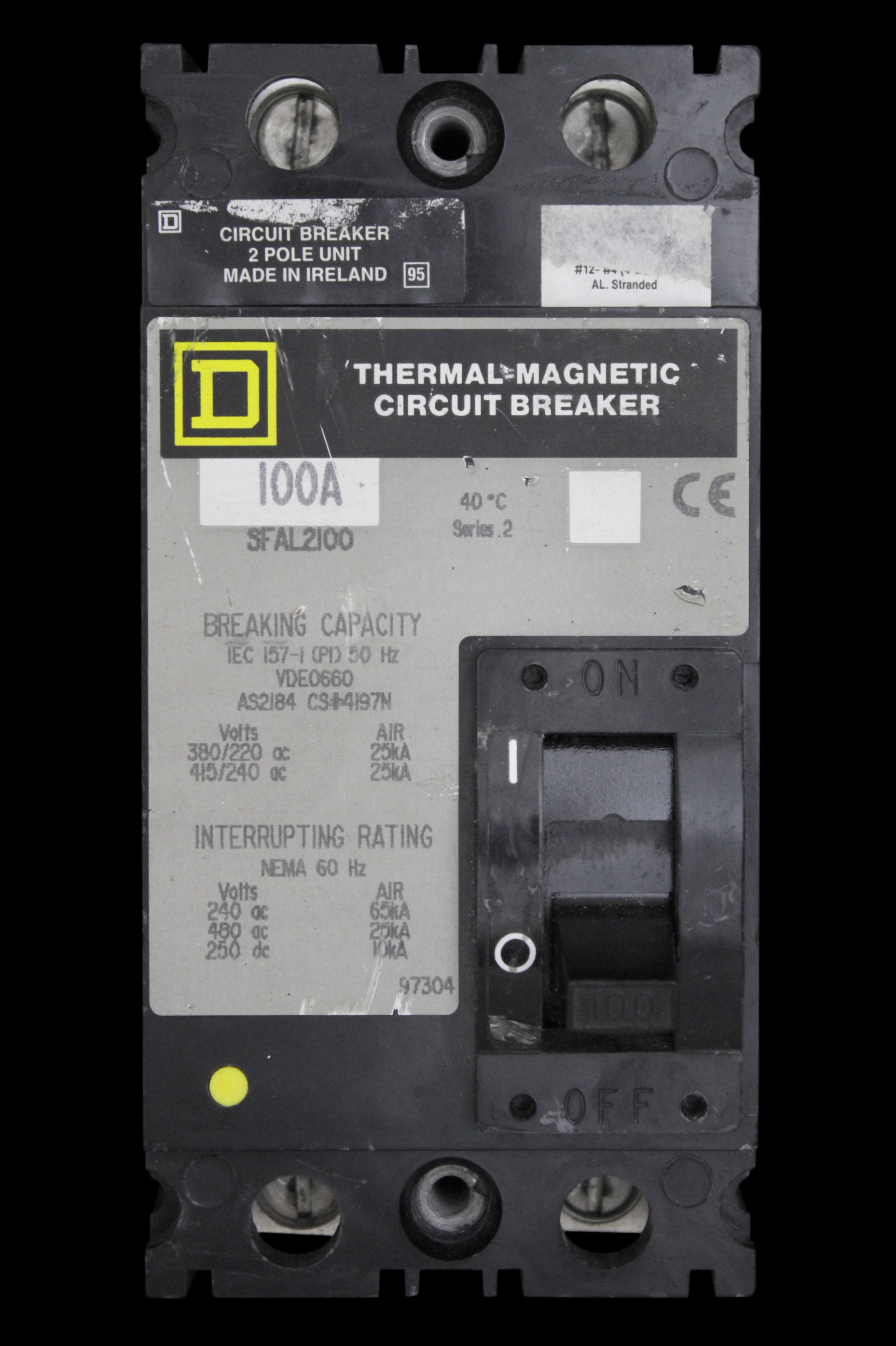 SQUARE D 100 AMP MCCB DOUBLE POLE 25kA SFAL2100 SERIES 2