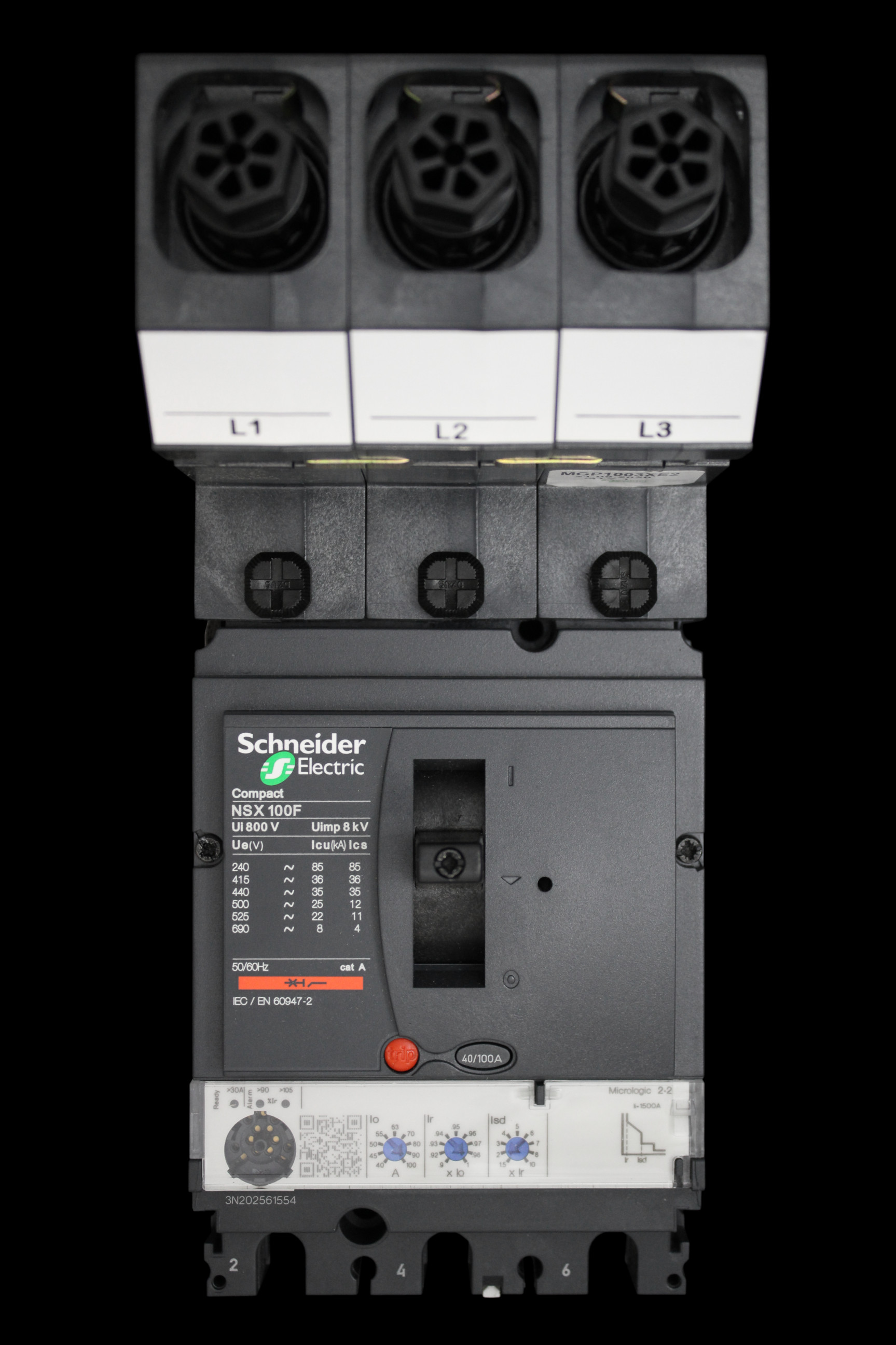 SCHNEIDER 100 AMP 36kA TRIPLE POLE MCCB MGP1003XE2 NSX100F