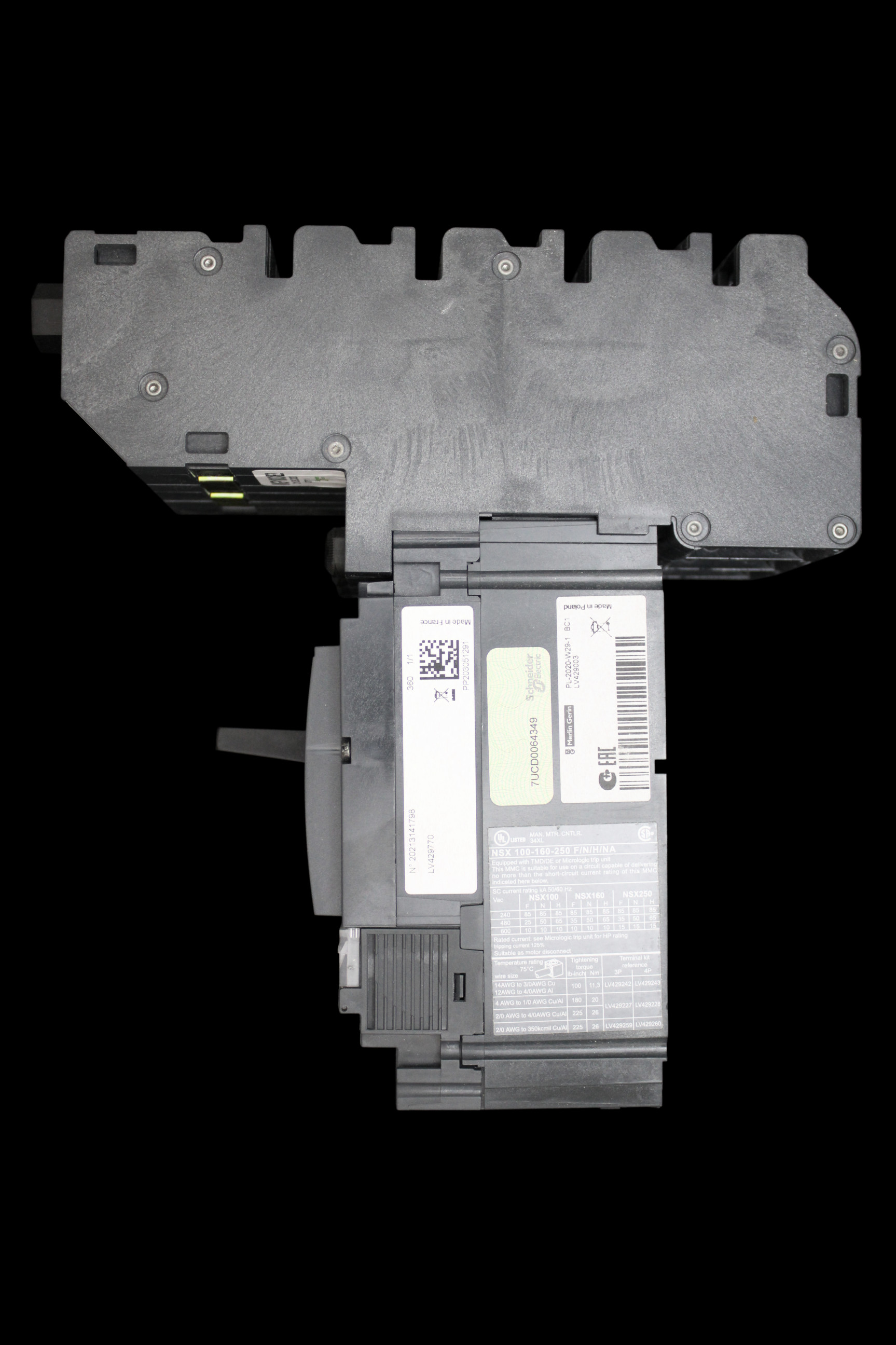 SCHNEIDER 100 AMP 36kA TRIPLE POLE MCCB MGP1003XE2 NSX100F