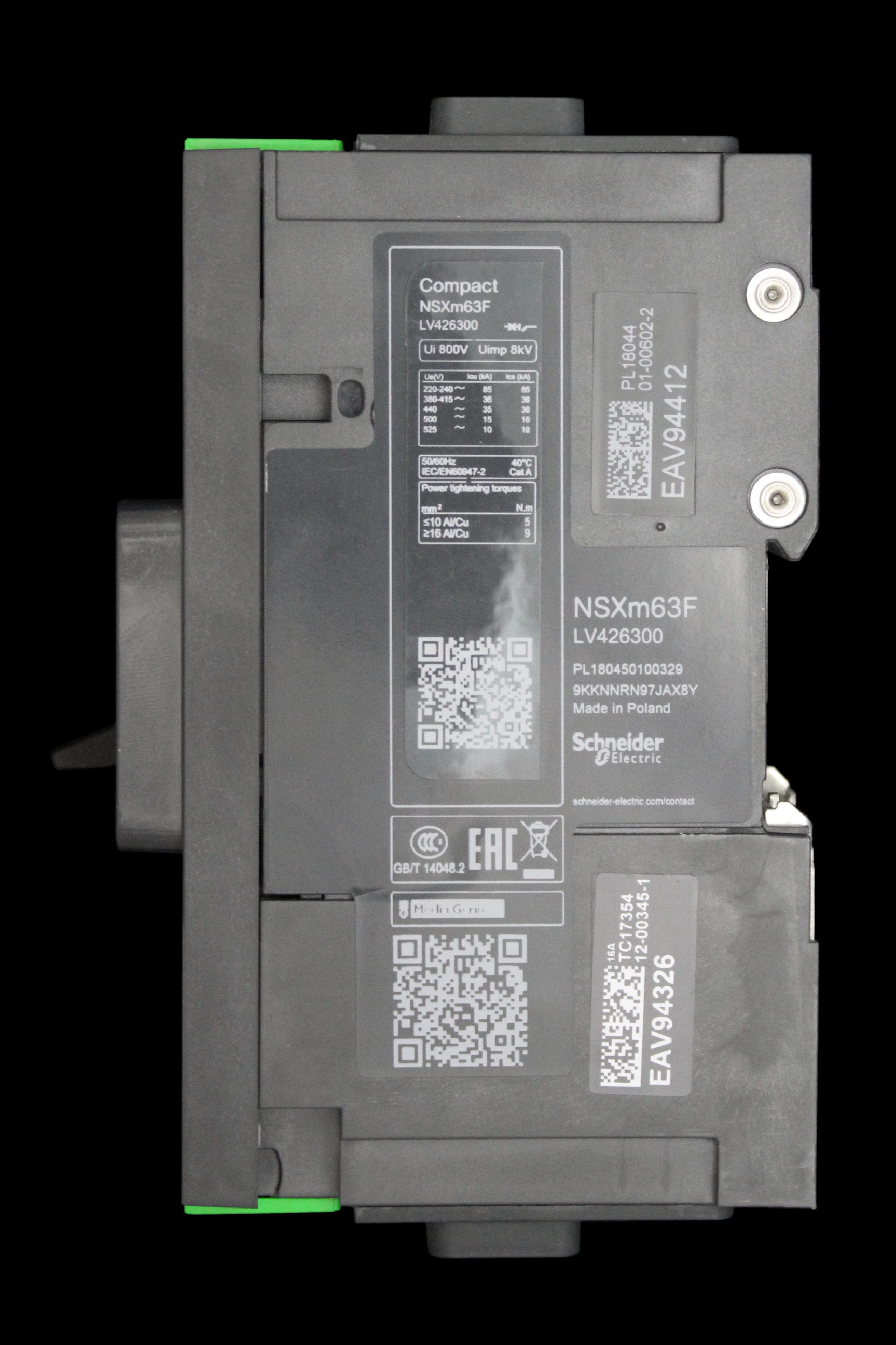 SCHNEIDER 16 AMP 36kA TRIPLE POLE MCCB NSXm63F LV426300