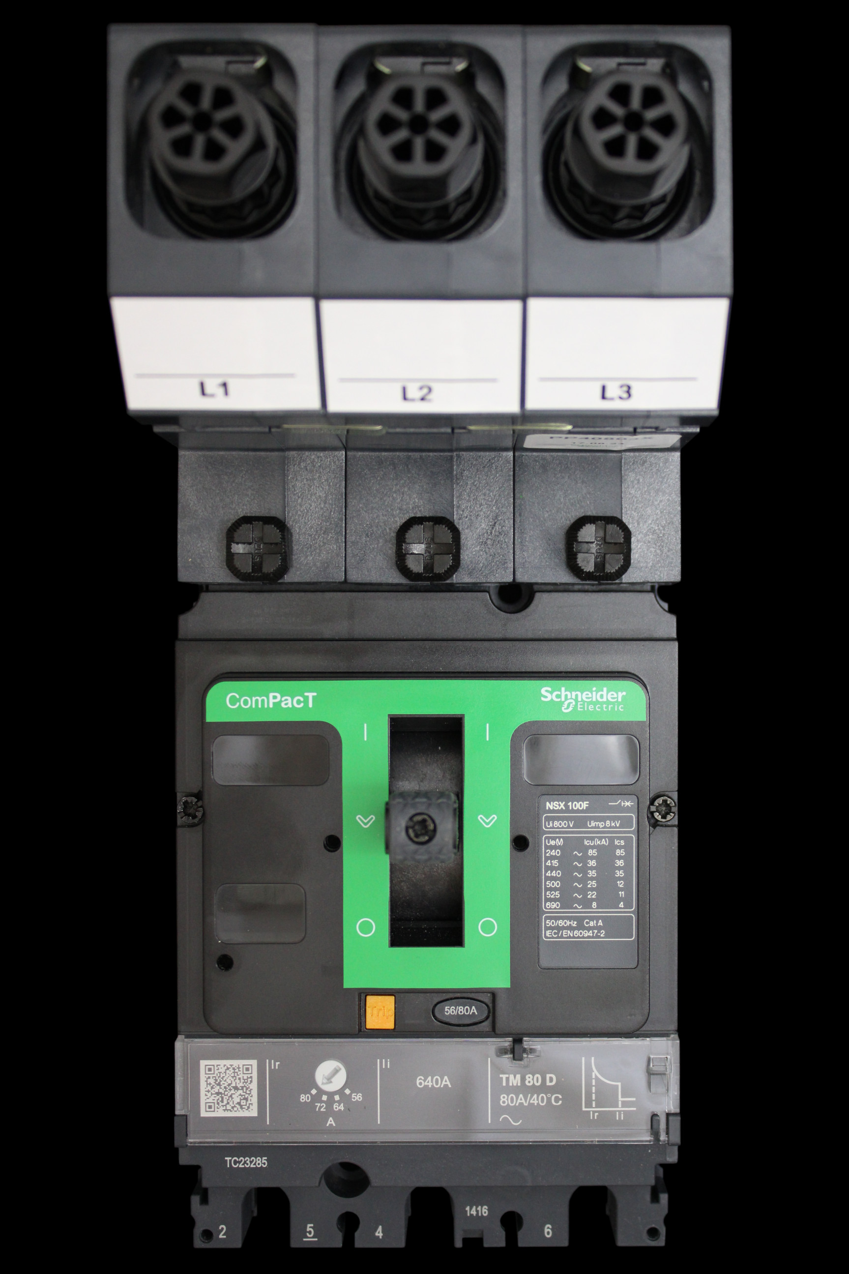 SCHNEIDER 80 AMP 36kA TRIPLE POLE MCCB PP40803X NSX100F