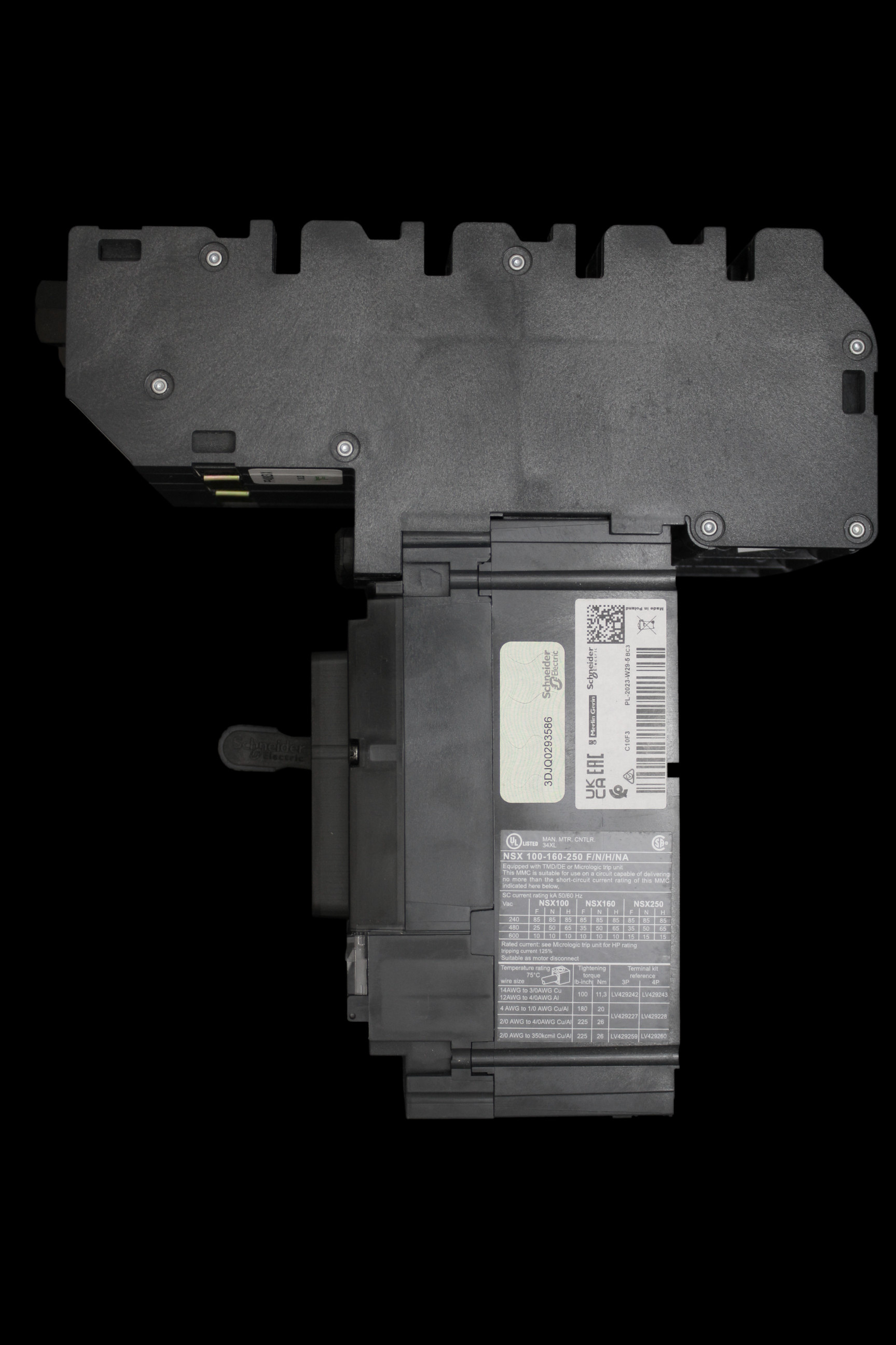 SCHNEIDER 80 AMP 36kA TRIPLE POLE MCCB PP40803X NSX100F