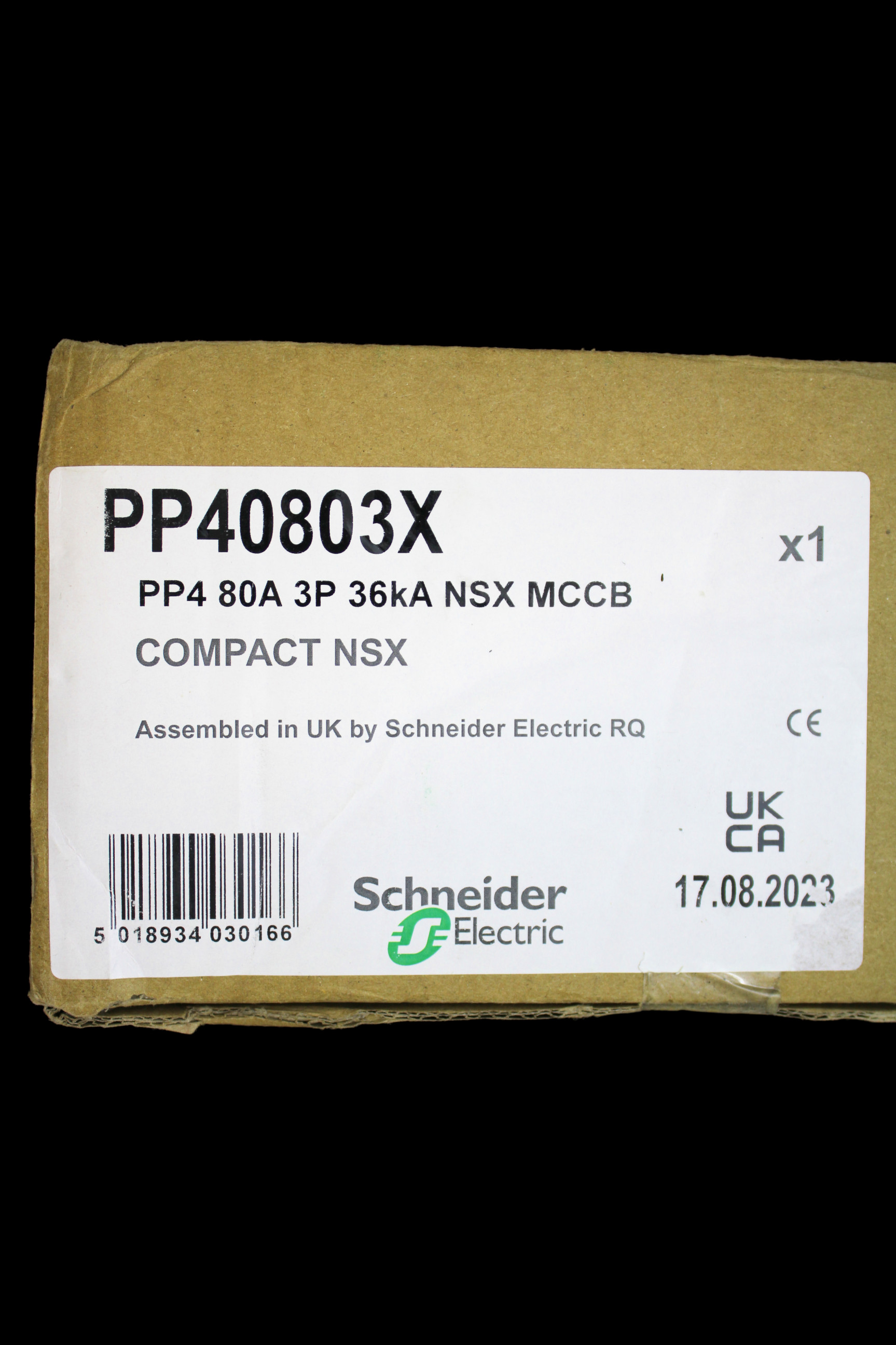 SCHNEIDER 80 AMP 36kA TRIPLE POLE MCCB PP40803X NSX100F