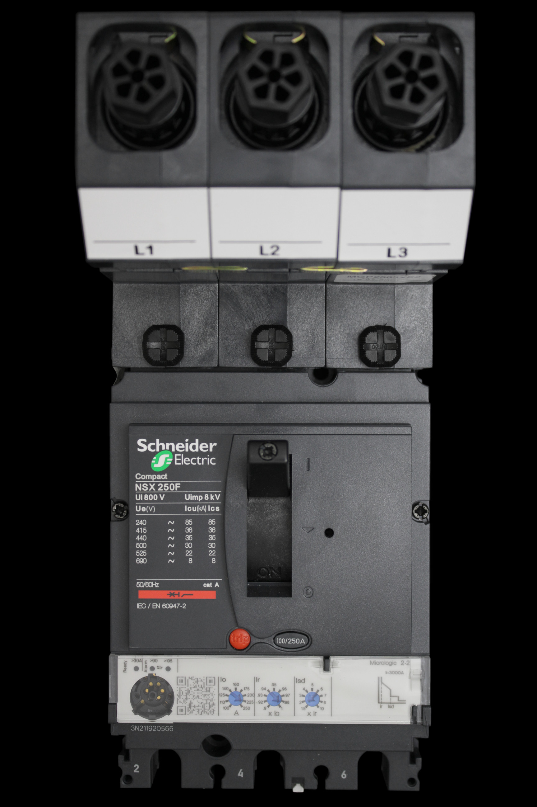 SCHNEIDER 250 AMP 36kA TRIPLE POLE MCCB MGP2503XE2 NSX250F ML2.2