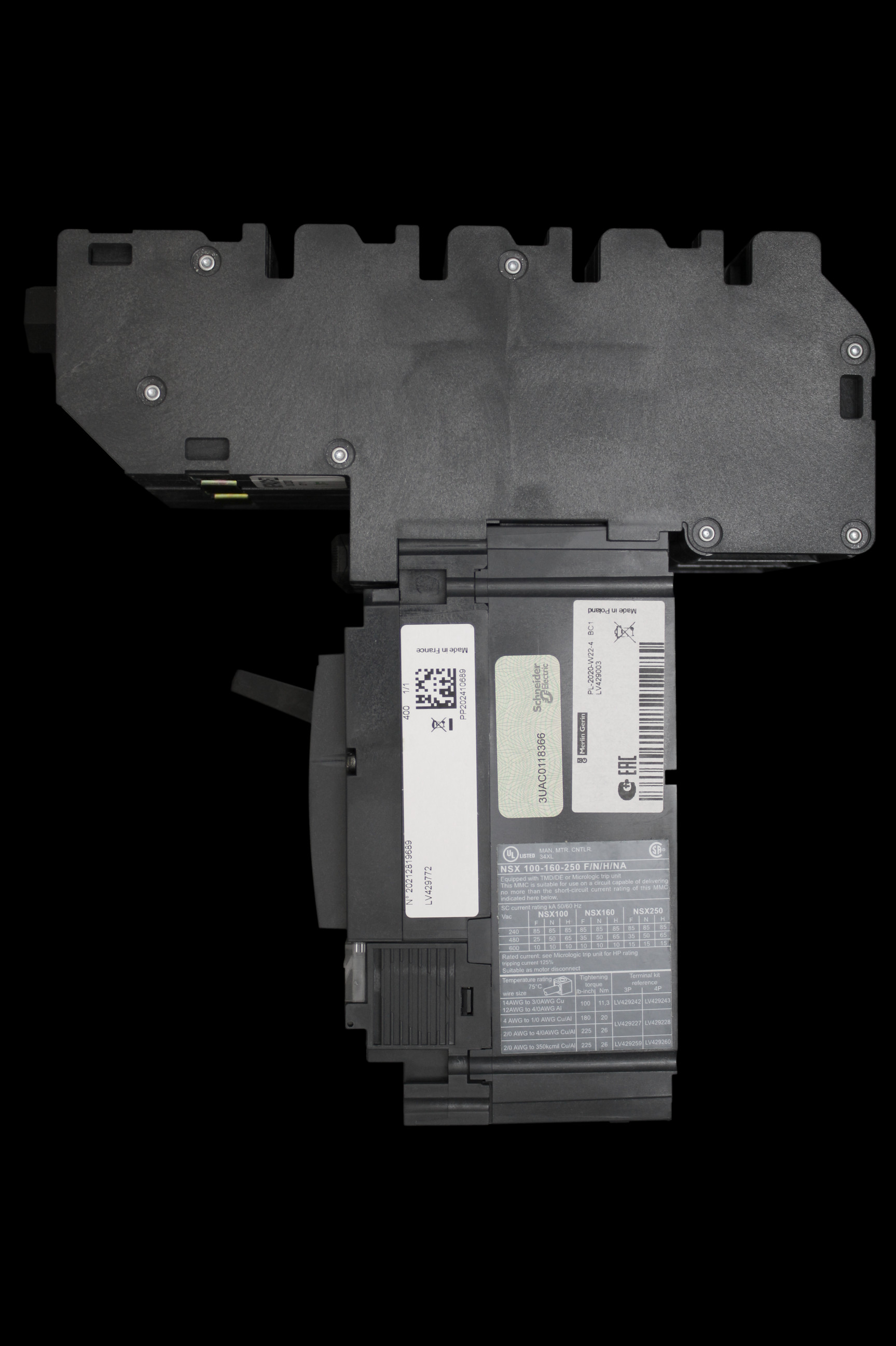 SCHNEIDER 40 AMP 36kA TRIPLE POLE MCCB NSX100F MGP0403XE2 ML2.2