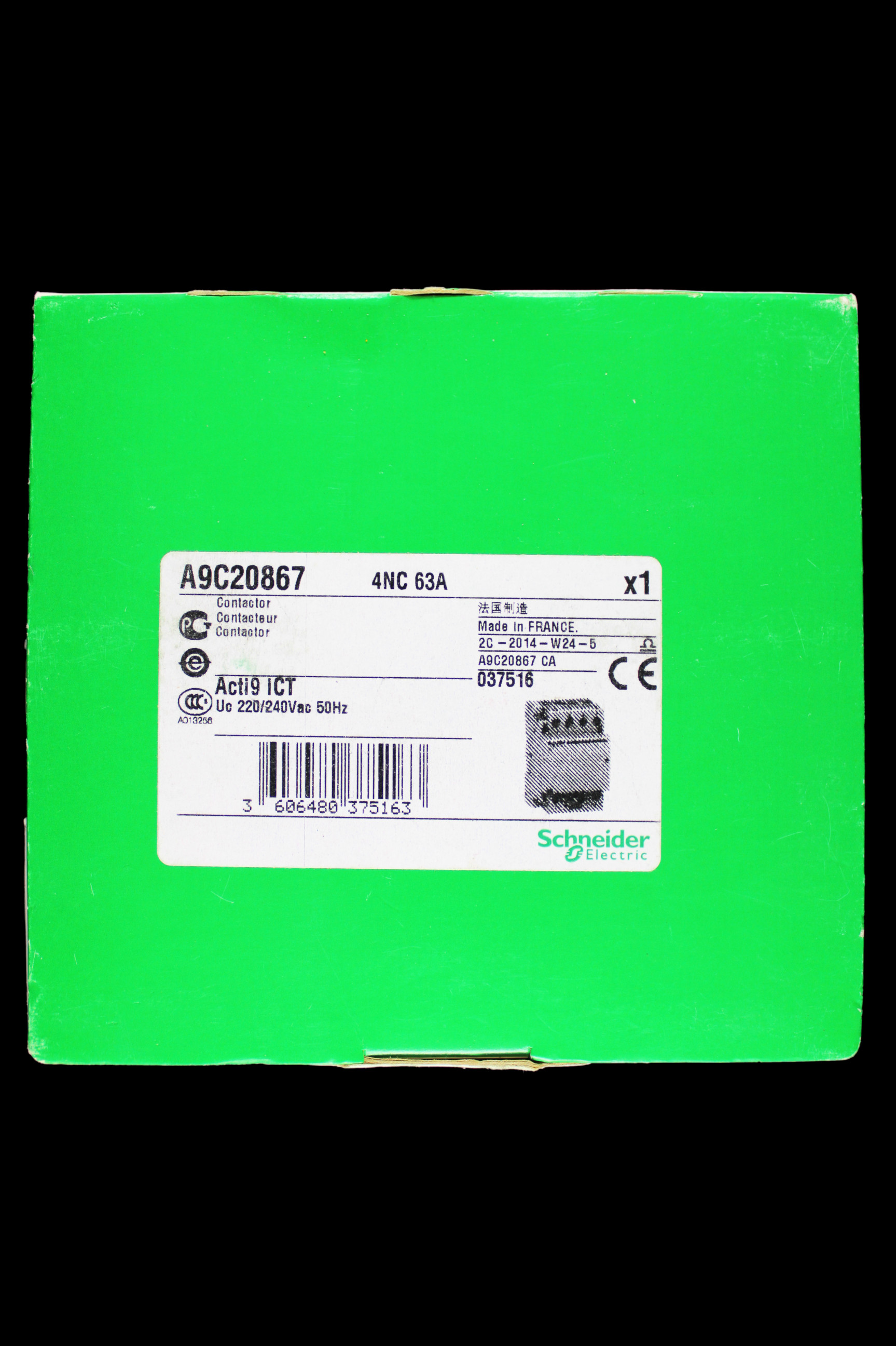 SCHNEIDER 63 AMP FOUR POLE NC CONTACTOR 220/240V COIL ICT A9C20867 ACTI9