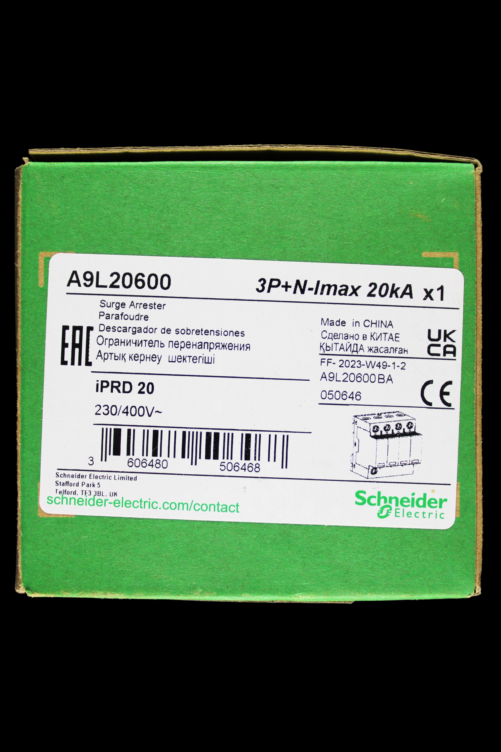 SCHNEIDER MODULAR SURGE ARRESTER TRIPLE POLE & NEUTRAL IPRD20 A9L20600