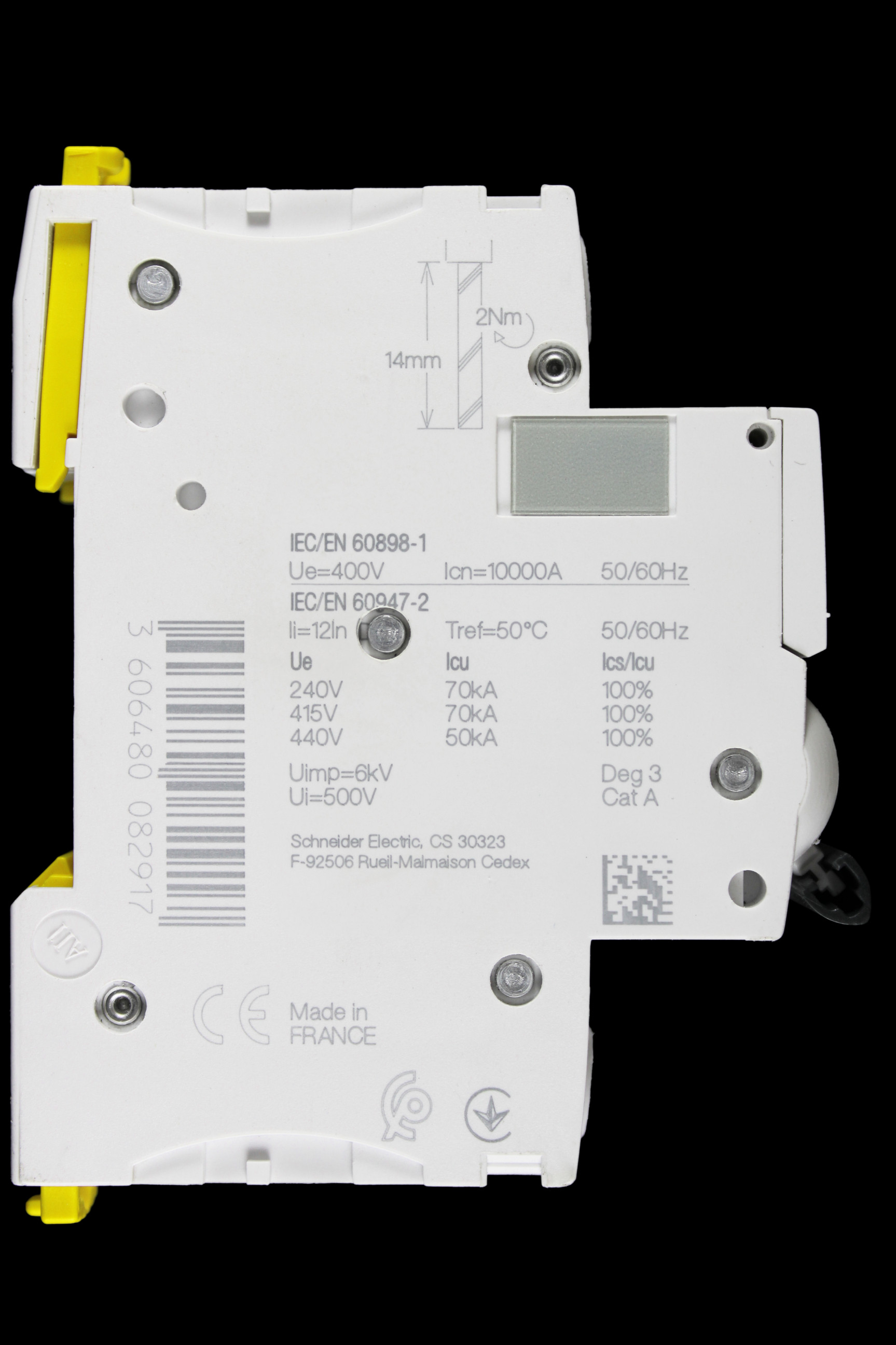 SCHNEIDER 2 AMP CURVE D 10kA TRIPLE POLE MCB CIRCUIT BREAKER iC60H A9F85302