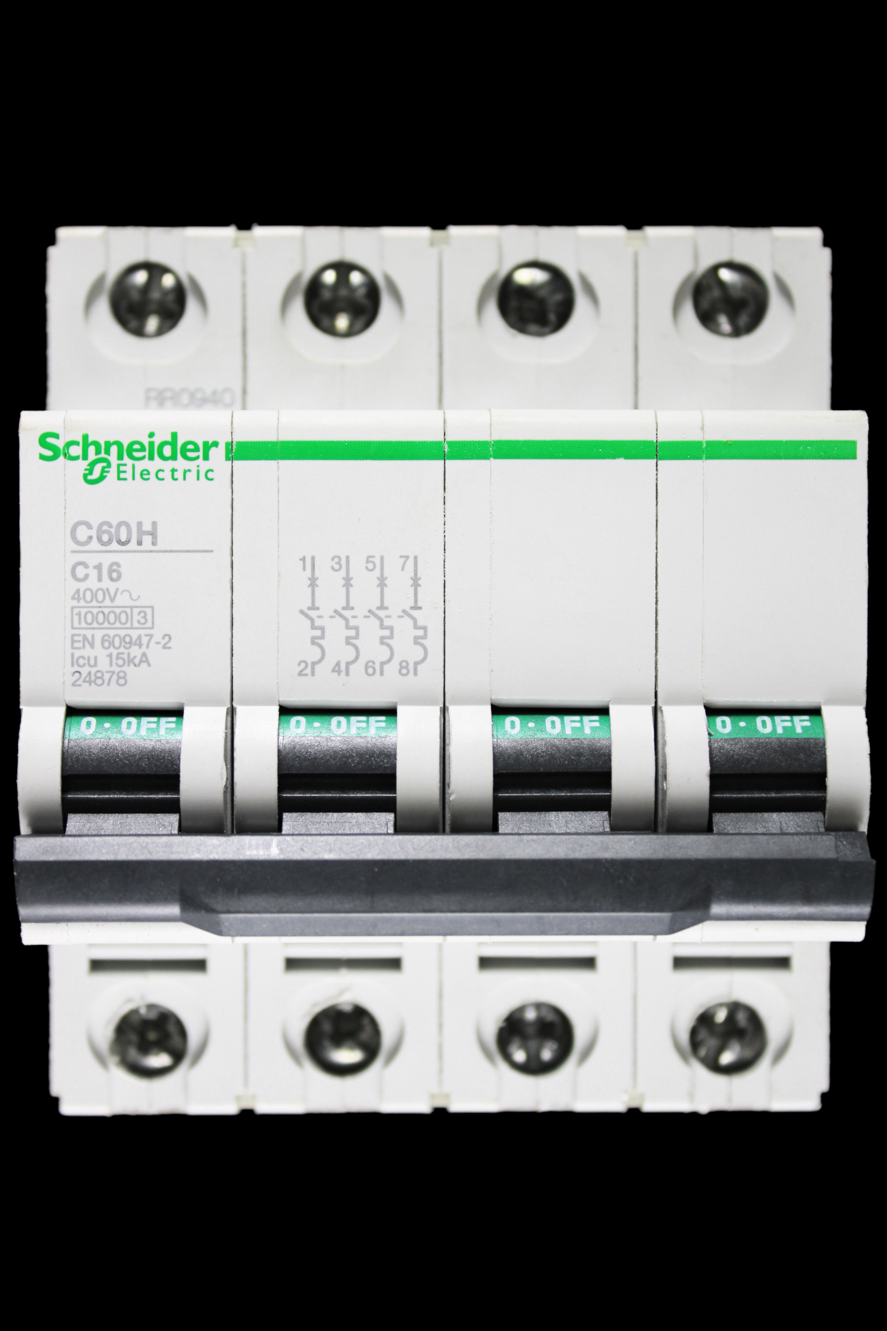 SCHNEIDER 16 AMP CURVE C 10kA FOUR POLE MCB CIRCUIT BREAKER C60H 24878