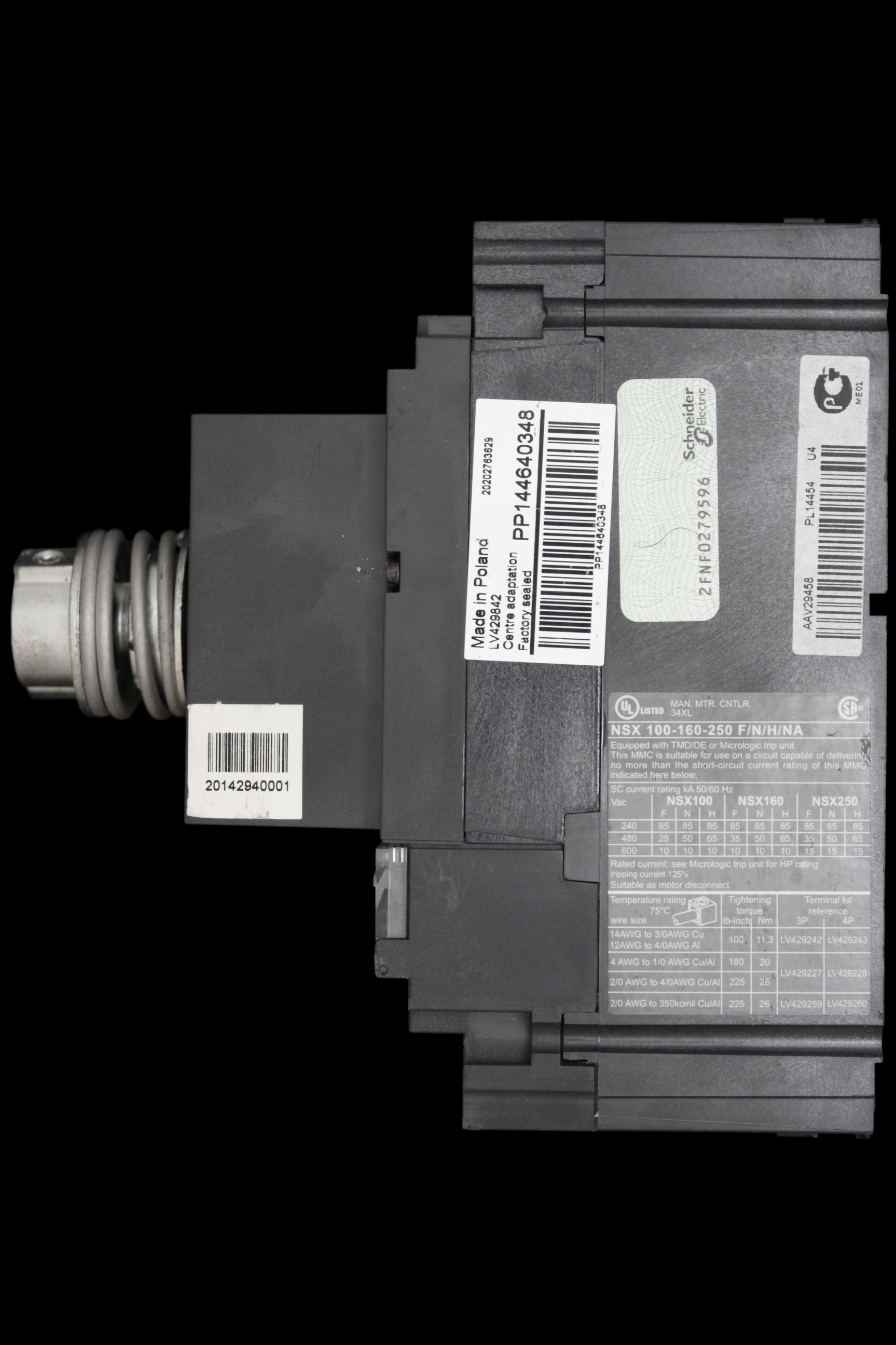 SCHNEIDER 63 AMP 50kA TRIPLE POLE MCCB NSX100N TM63D