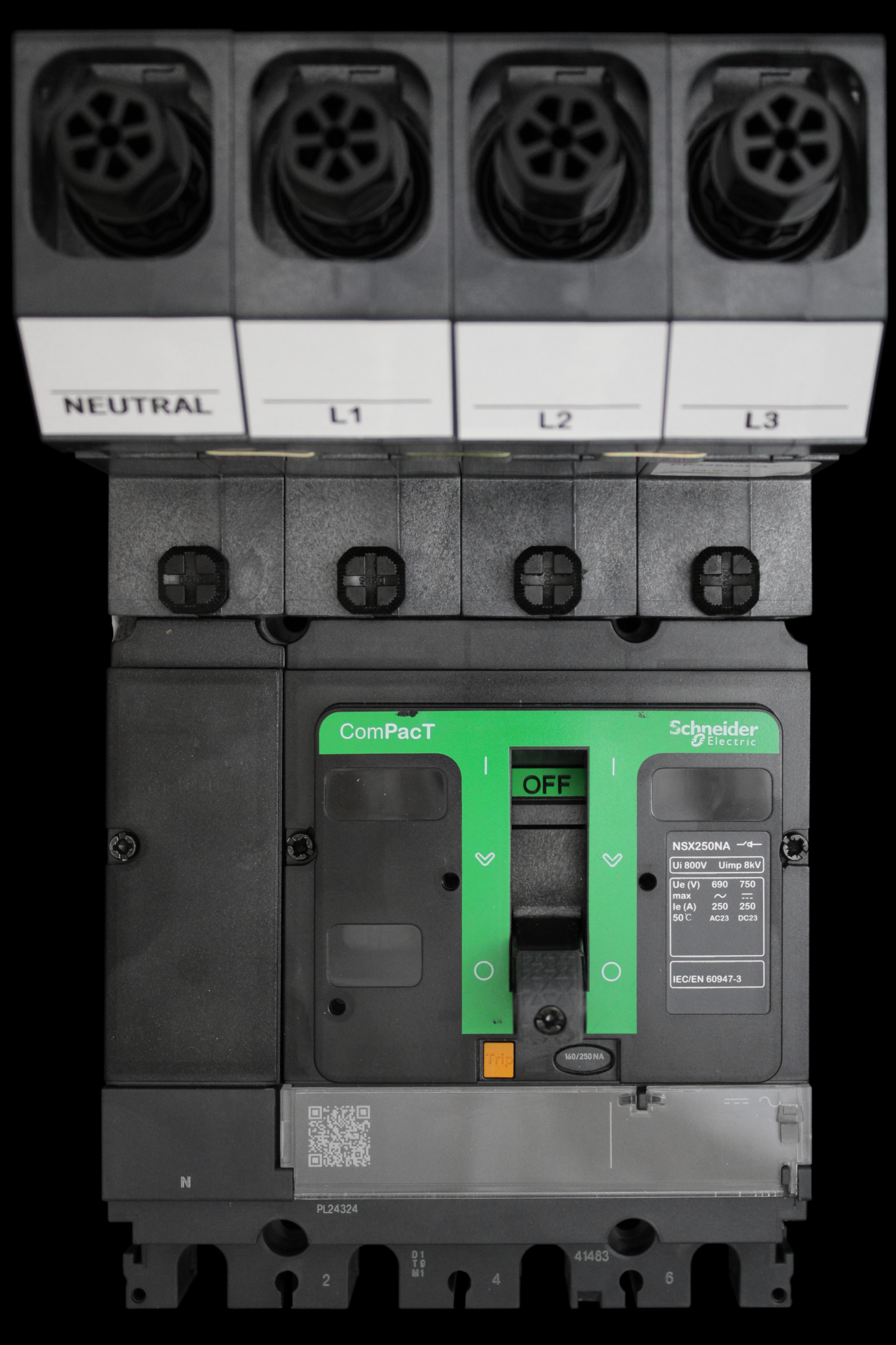 SCHNEIDER 250 AMP FOUR POLE MAIN SWITCH DISCONNECTOR PP42504NAX