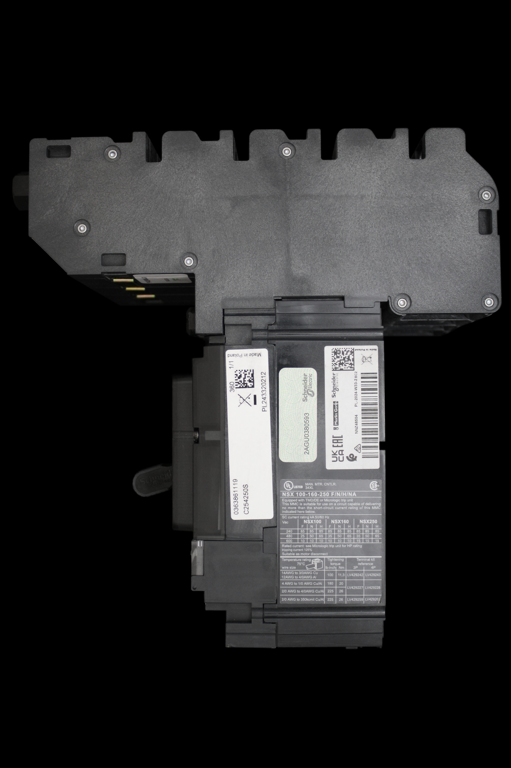 SCHNEIDER 250 AMP FOUR POLE MAIN SWITCH DISCONNECTOR PP42504NAX