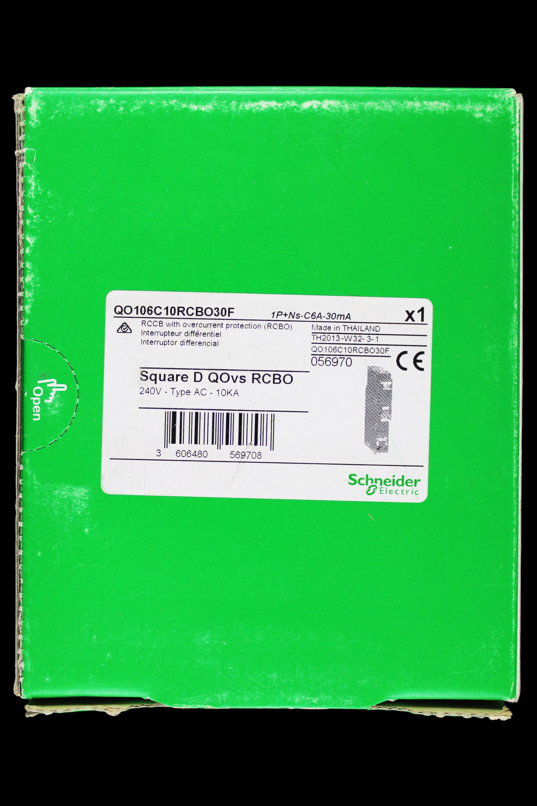 SCHNEIDER 6 AMP CURVE C 10kA 30mA RCBO TYPE AC QOVS QO106C10RCBO30F