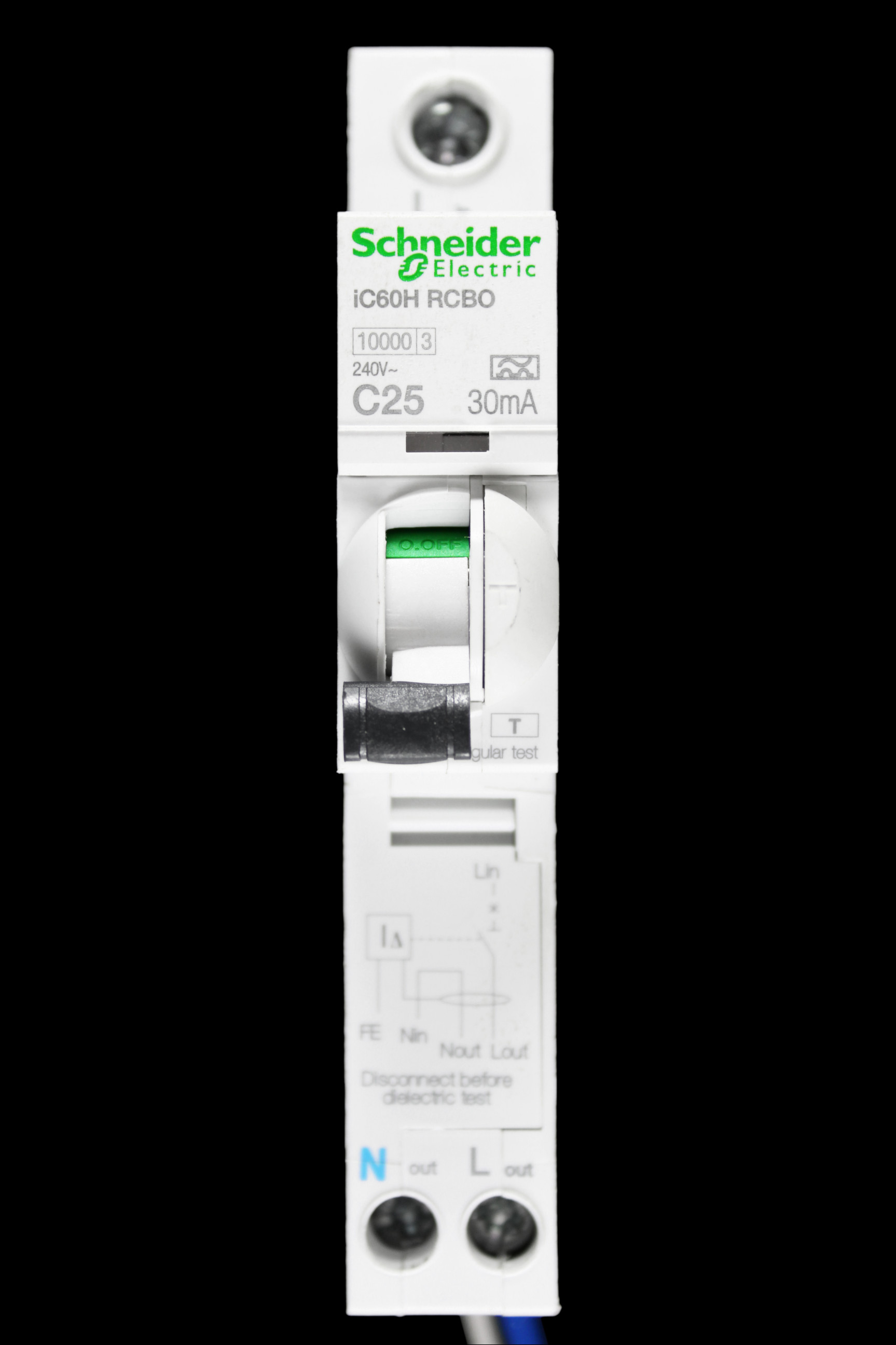 SCHNEIDER 25 AMP CURVE C 10kA 30mA RCBO TYPE A IC60H A9D11825 ACTI9