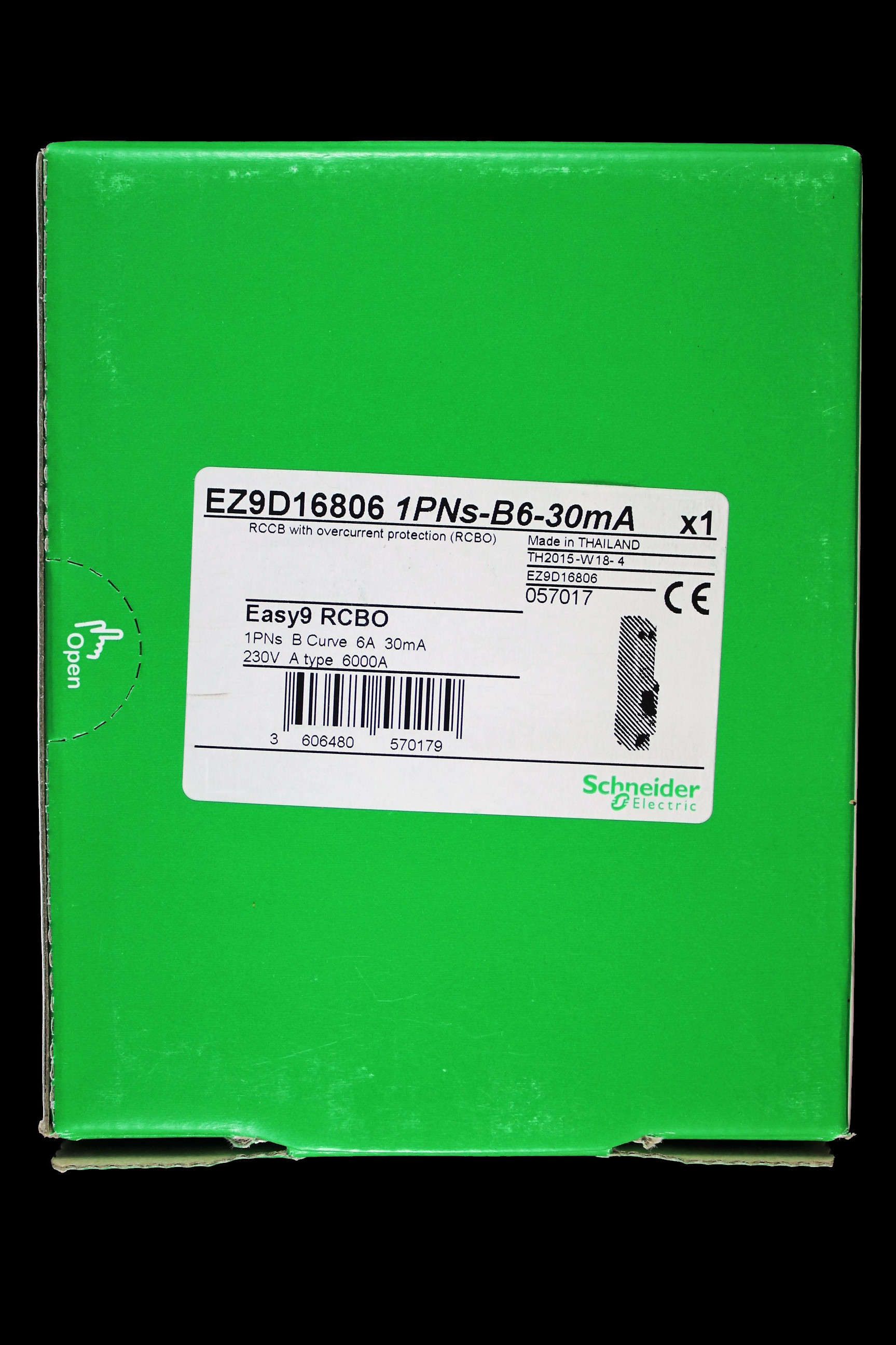 SCHNEIDER 6 AMP CURVE B 6kA 30mA RCBO TYPE A EASY9 EZ9D16806
