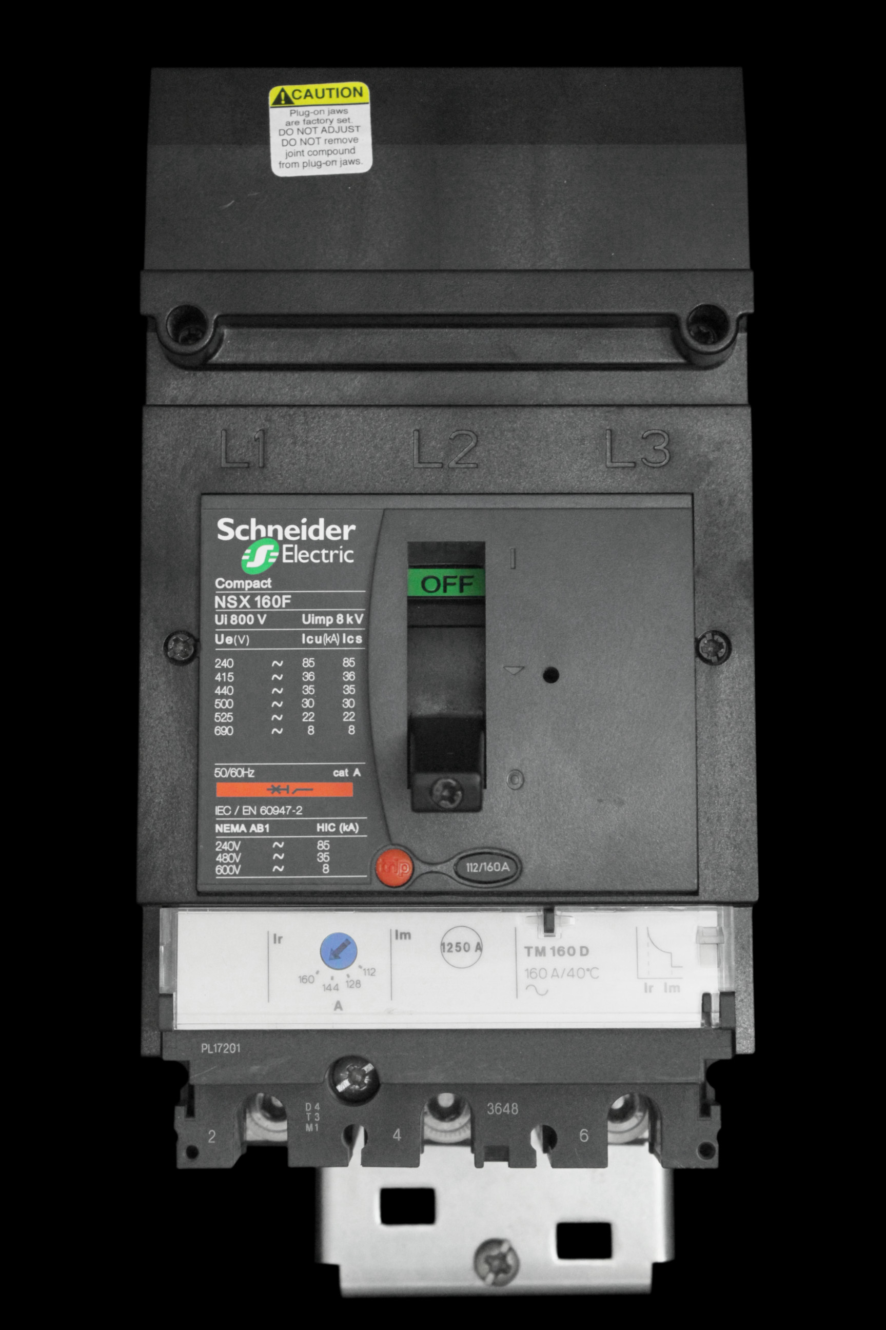 SCHNEIDER 160 AMP 36kA TRIPLE POLE MCCB CNXAE34160 NSX160F TM160D