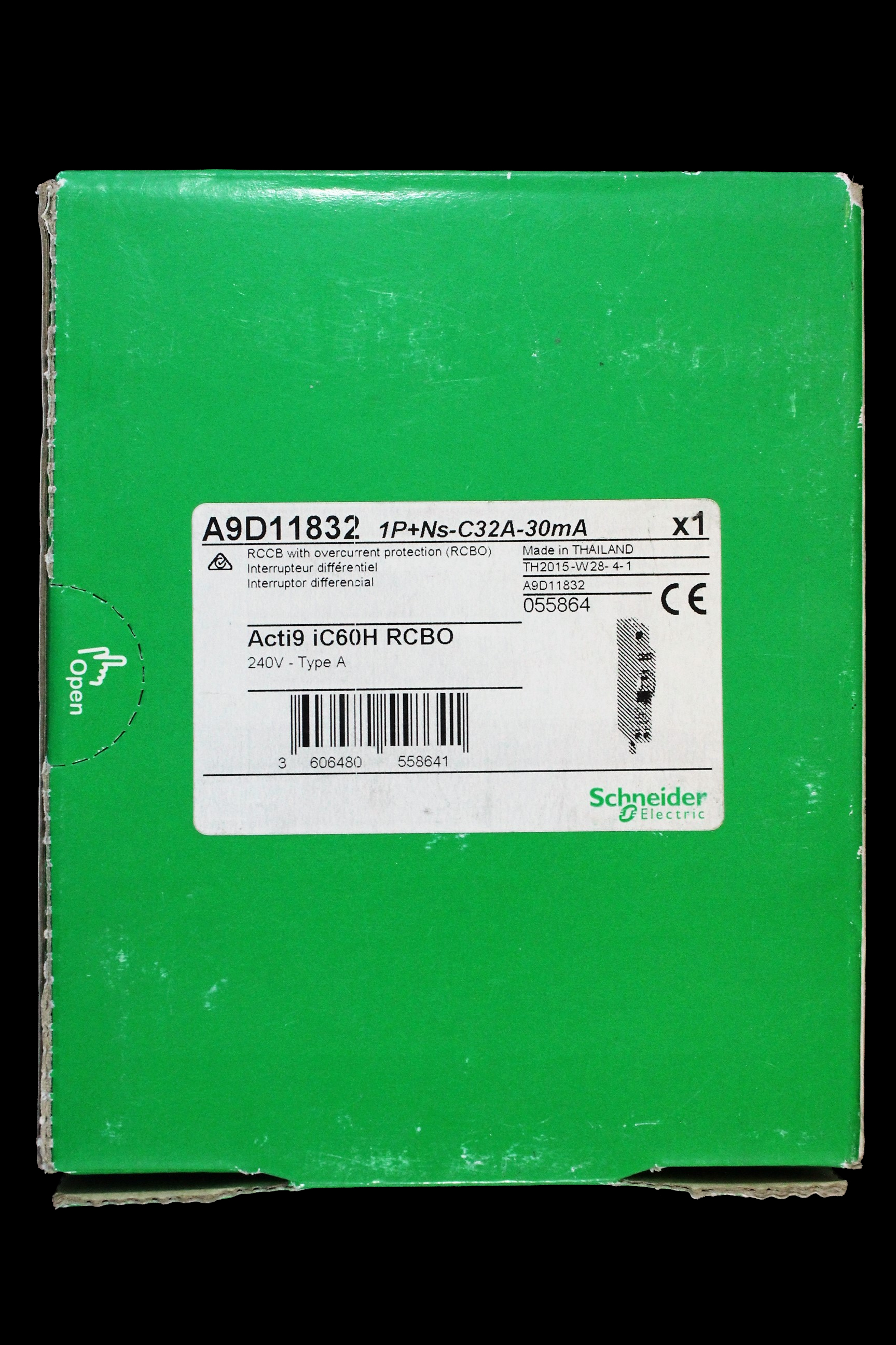 SCHNEIDER 32 AMP CURVE C 10kA 30mA RCBO TYPE A IC60H A9D11832