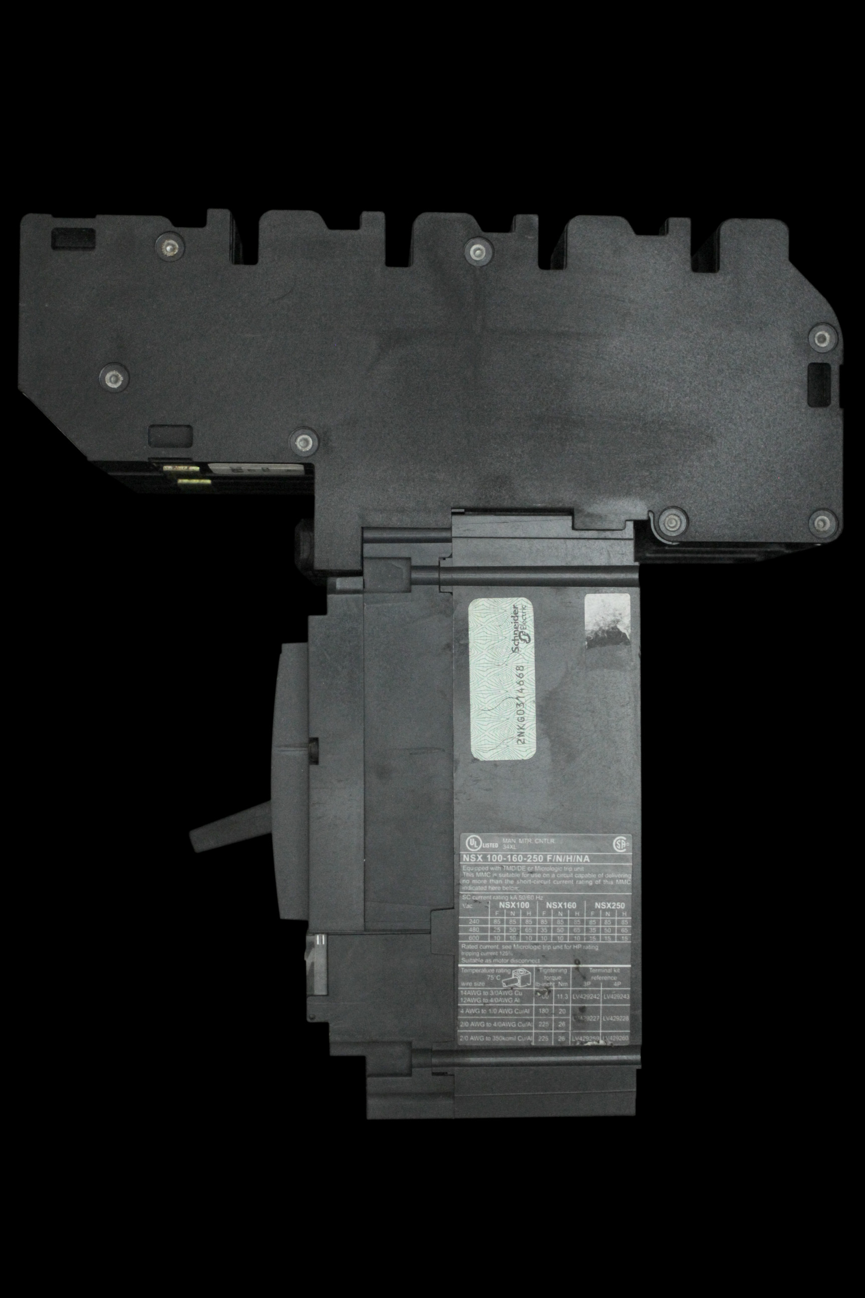 SCHNEIDER 100 AMP 36kA TRIPLE POLE MCCB NSX100F MGP1003X ML2.2