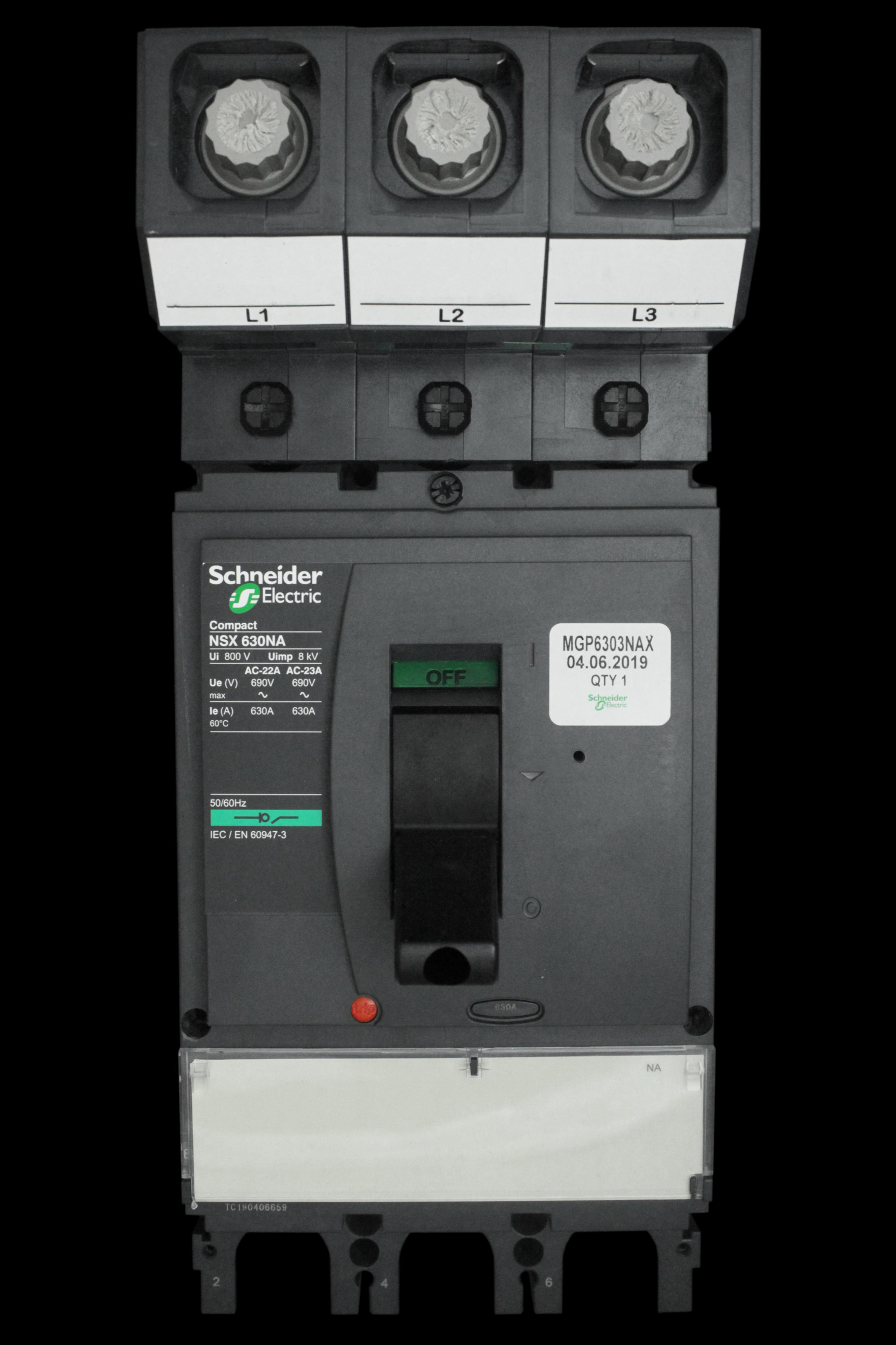 SCHNEIDER 630 AMP TRIPLE POLE MAIN SWITCH DISCONNECTOR MGP6303NAX