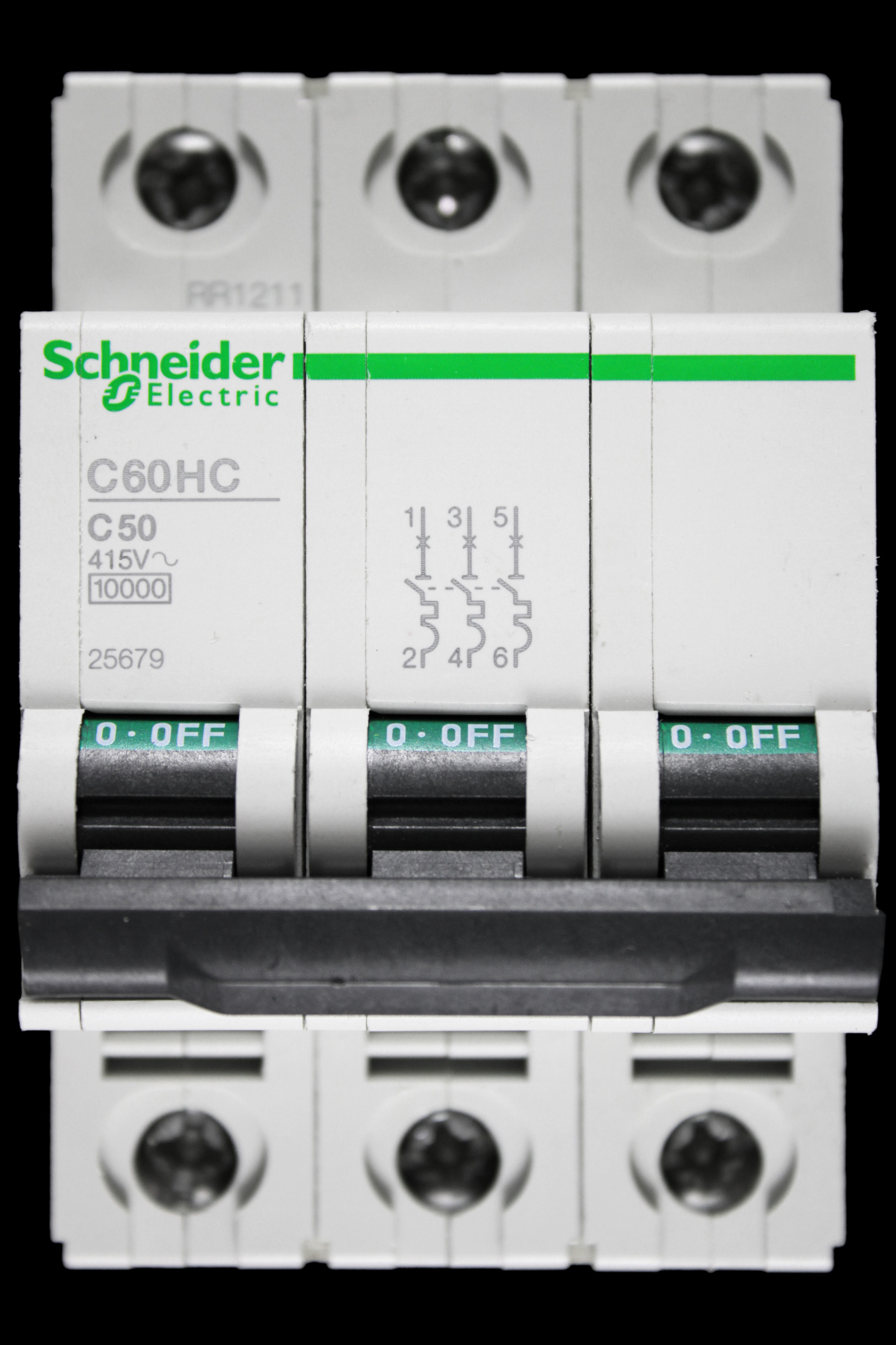 SCHNEIDER 50 AMP CURVE C 10kA TRIPLE POLE MCB CIRCUIT BREAKER C60HC 25679