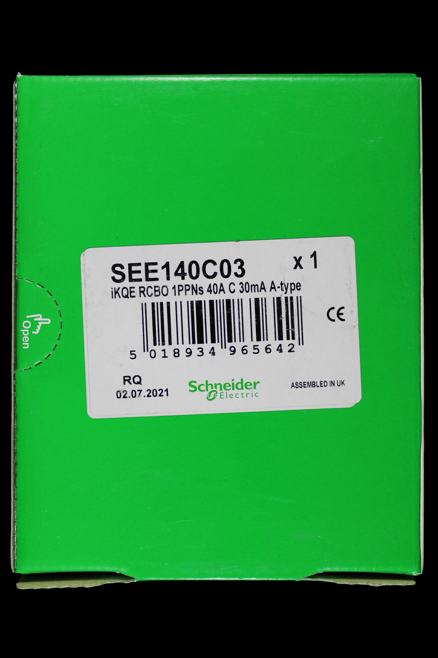 SCHNEIDER 40 AMP CURVE C 10kA 30mA RCBO TYPE A IKQE A9D17840 SEE140C03