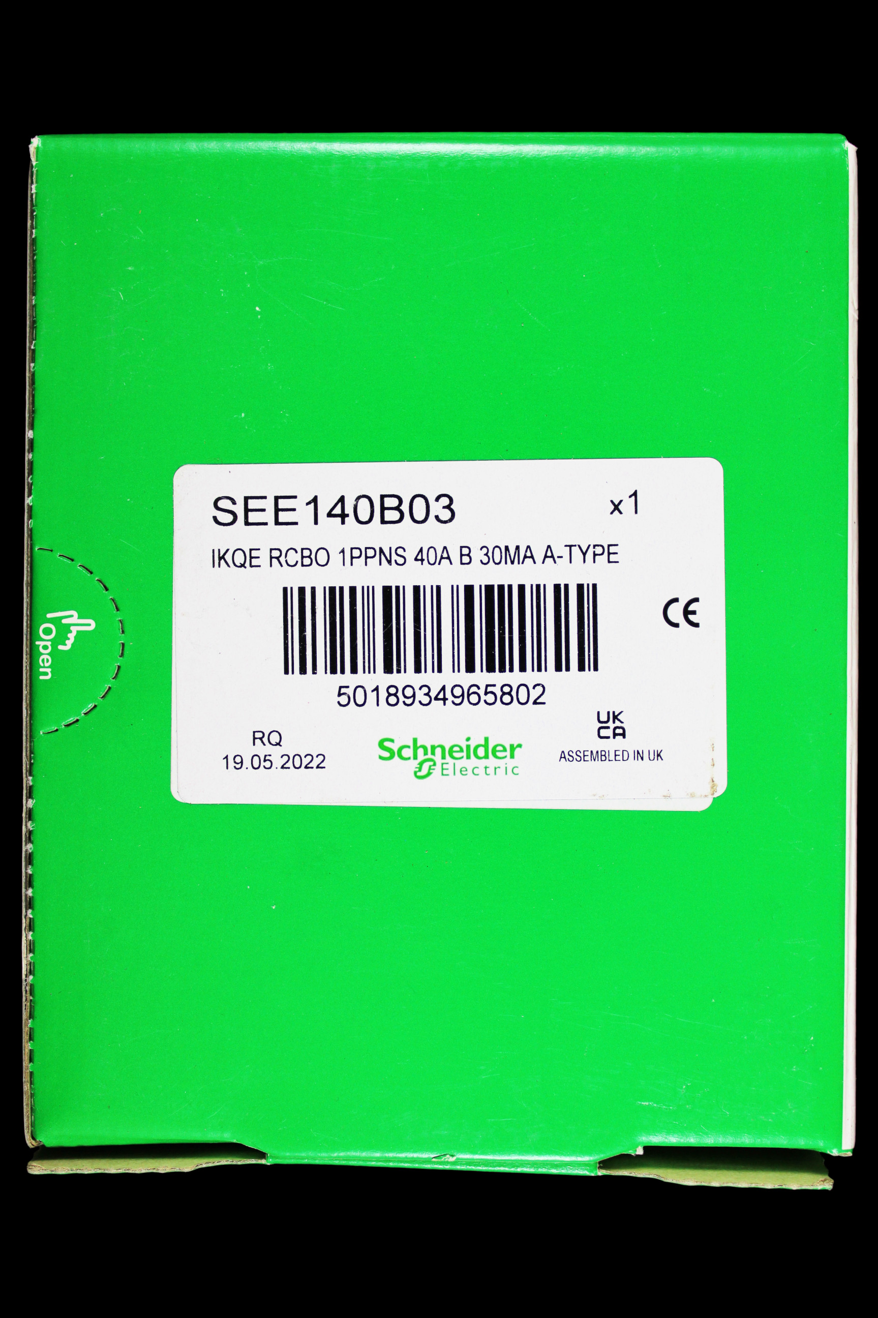 SCHNEIDER 40 AMP CURVE B 10kA 30mA RCBO TYPE A IKQE SEE140B03 A9D37840