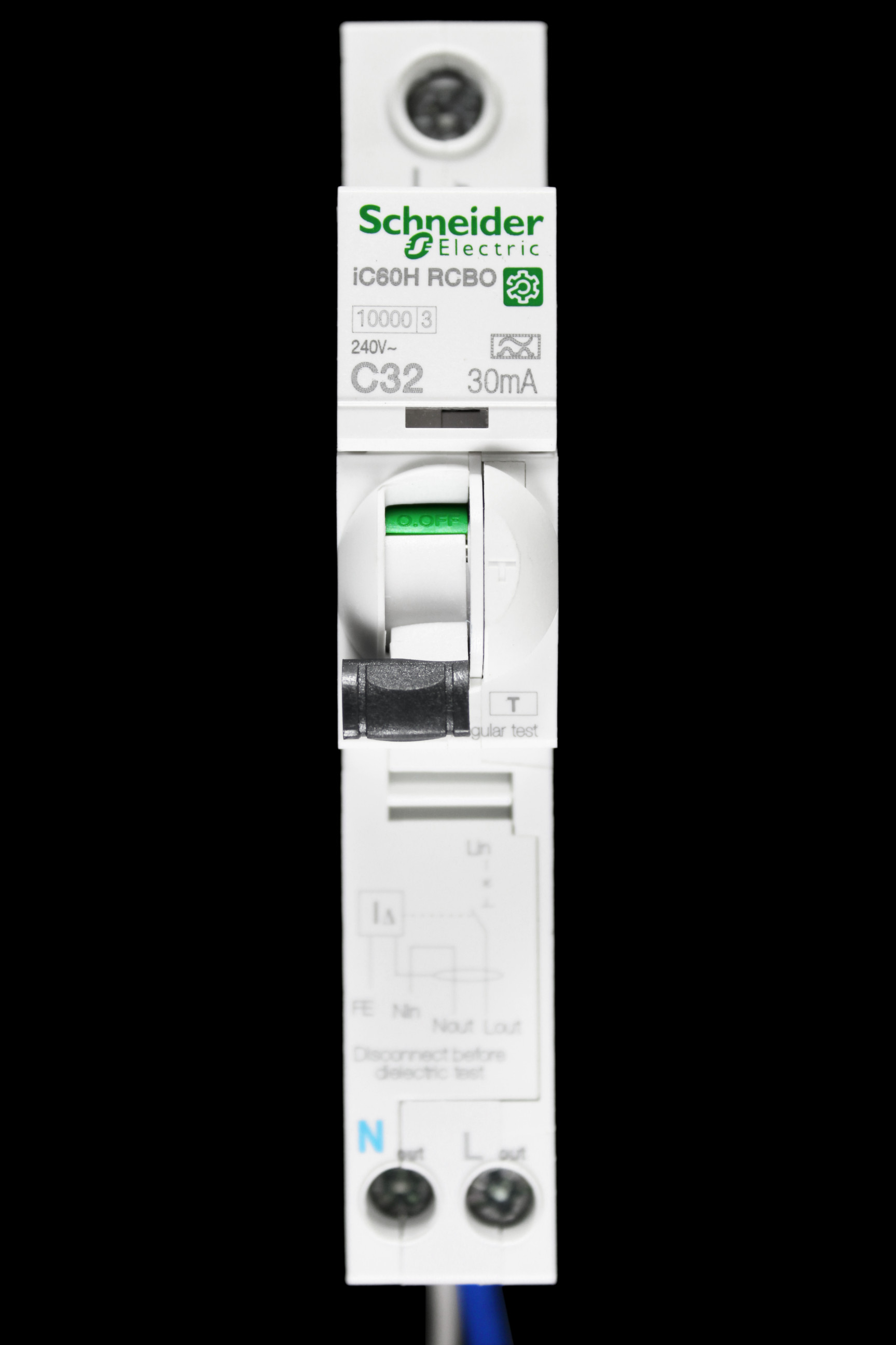 Scneider Rbco SCHNEIDER 32 AMP CURVE C 10kA 30mA RCBO TYPE A A9D02832 ACTI9 IC60H New ...
