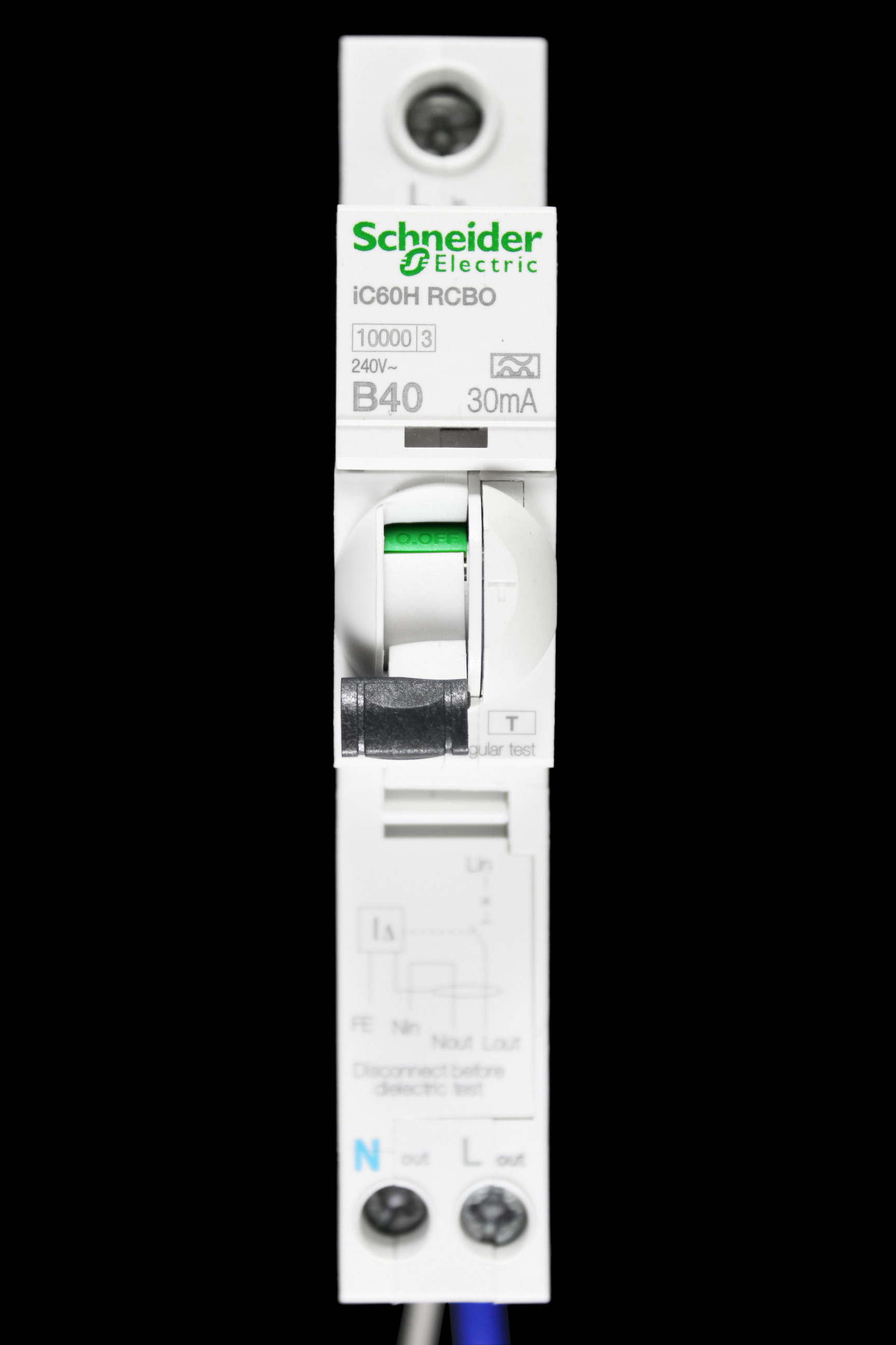 SCHNEIDER 40 AMP CURVE B 10kA 30mA RCBO TYPE A A9D31840 ACTI9 IC60H