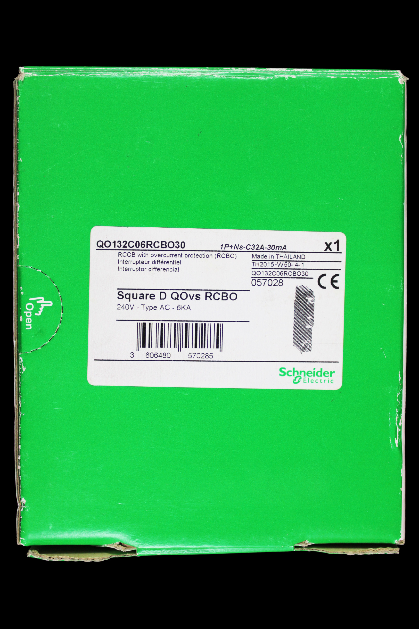 SCHNEIDER 32 AMP CURVE C 6kA 30mA RCBO TYPE AC QOVS QO132C06RCBO30